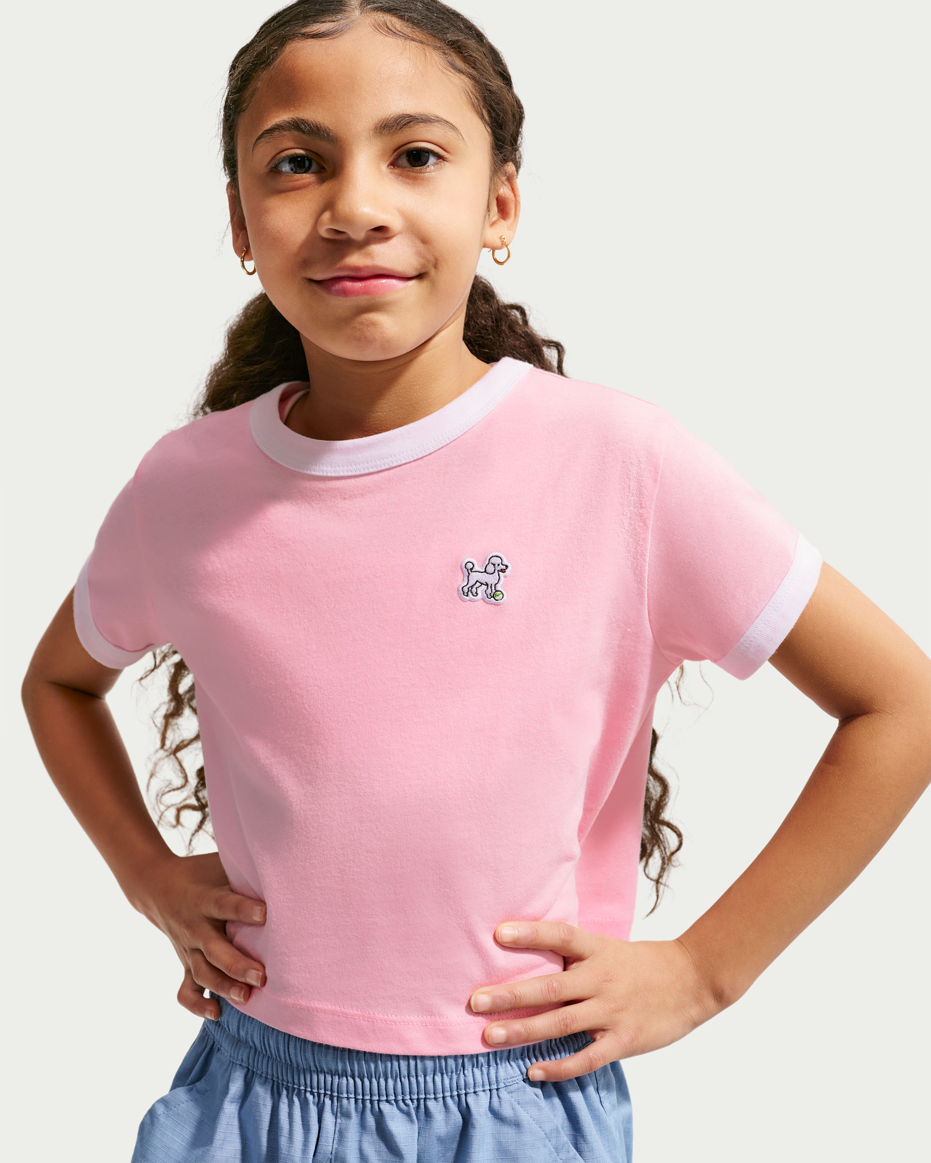 Nike Sportswear Big Kids' Cropped T-Shirt - Medium Soft Pink/White