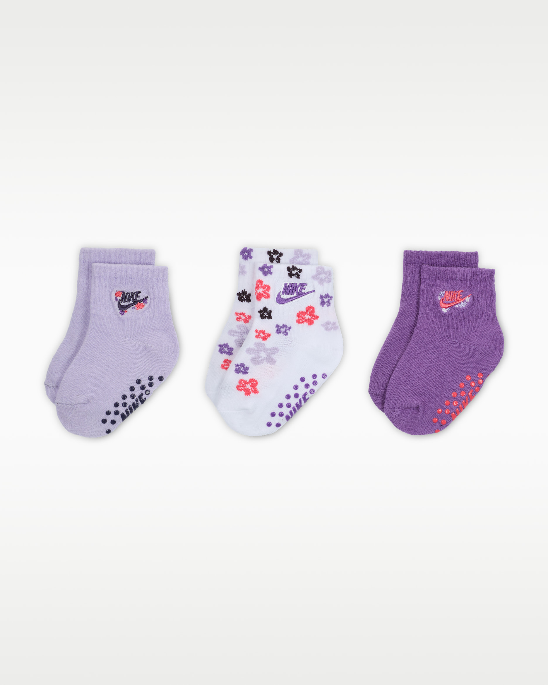 Nike Fresh Cut Baby (12–24M) Gripper Socks (3 Pairs) - Hydrangeas