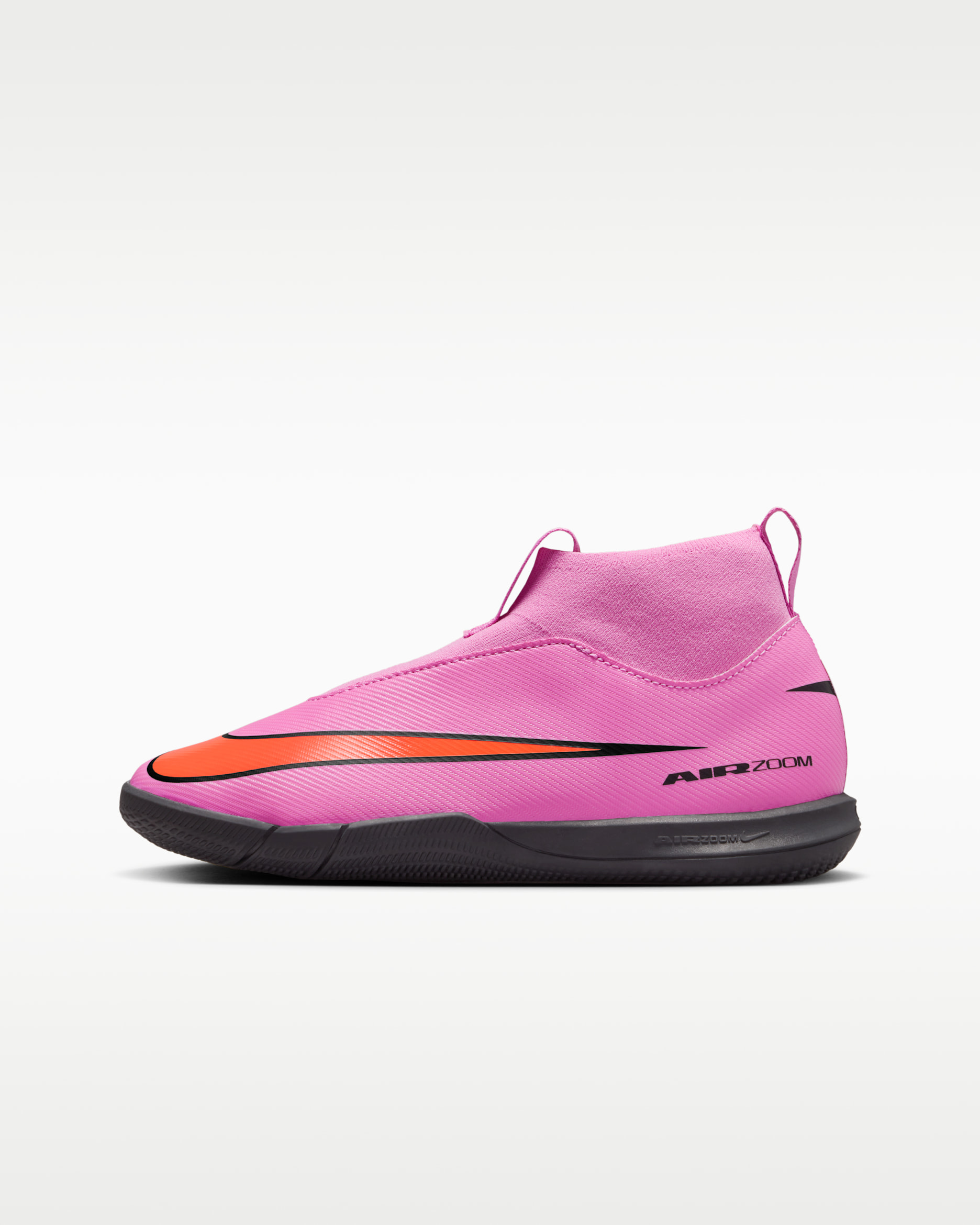 Nike Jr. Mercurial Superfly 10 Academy Younger/Older Kids' Indoor Court High-Top Football Shoes - Magic Flamingo/Total Crimson/Black