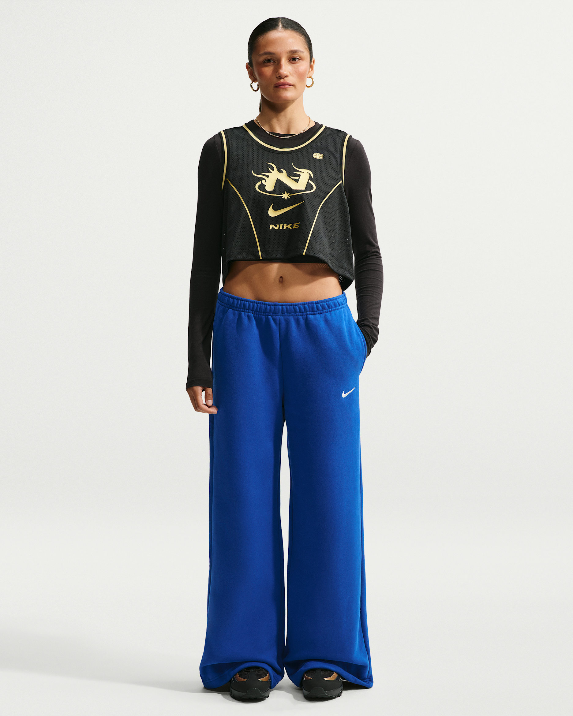 Nike Studio Fleece Medium Weight Women's Mid-Rise Wide-Leg Pants - Old Royal/Sail