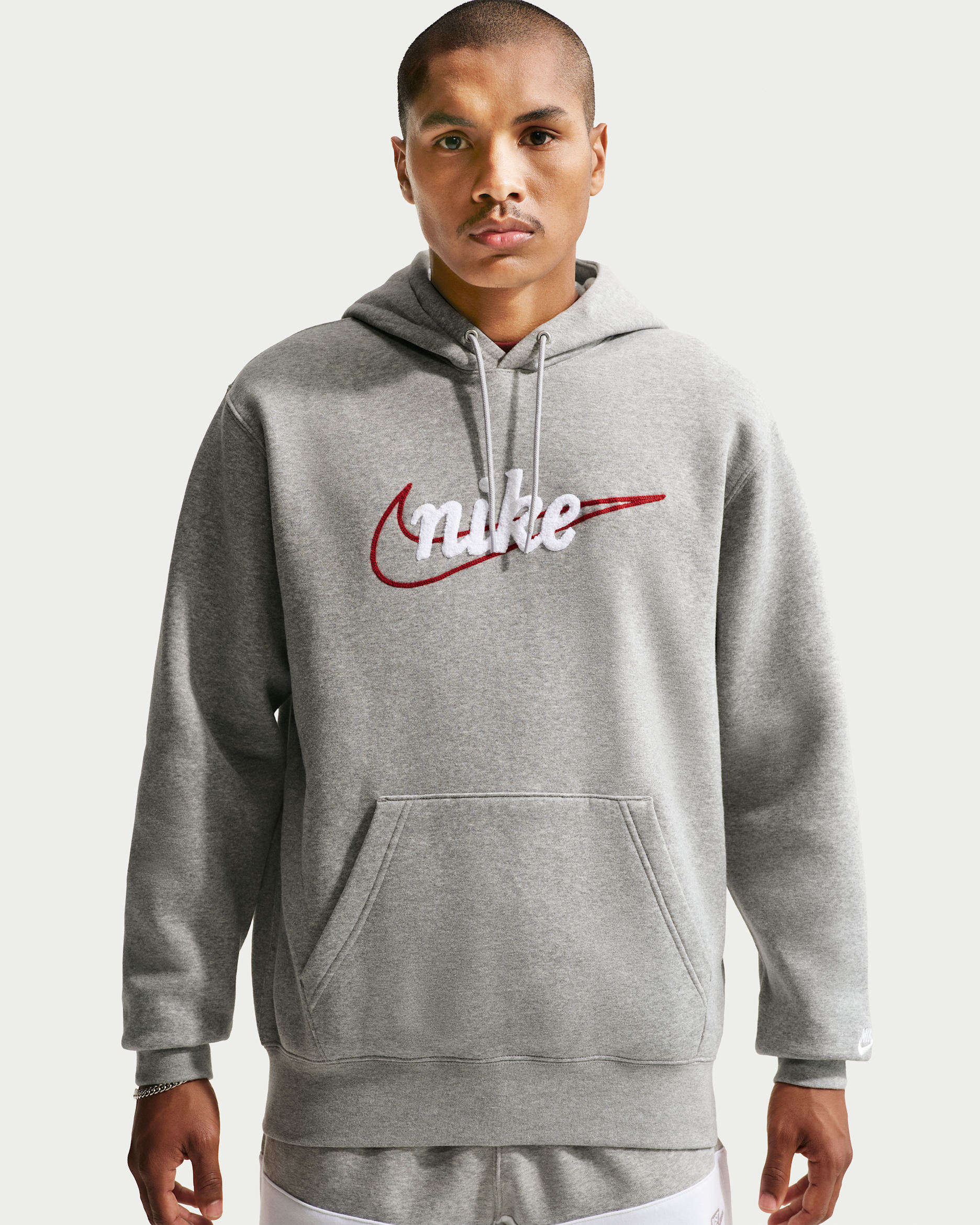 Sudadera con gorro de tejido Fleece para hombre Nike Sportswear Club - Gris oscuro jaspeado/Gris humo claro/Blanco