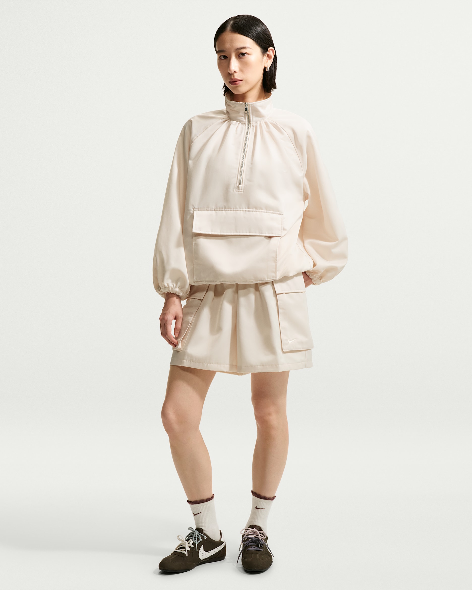 Nike Sportswear Women's Loose Mid-Rise Satin Cargo Shorts - Chalk/Chalk