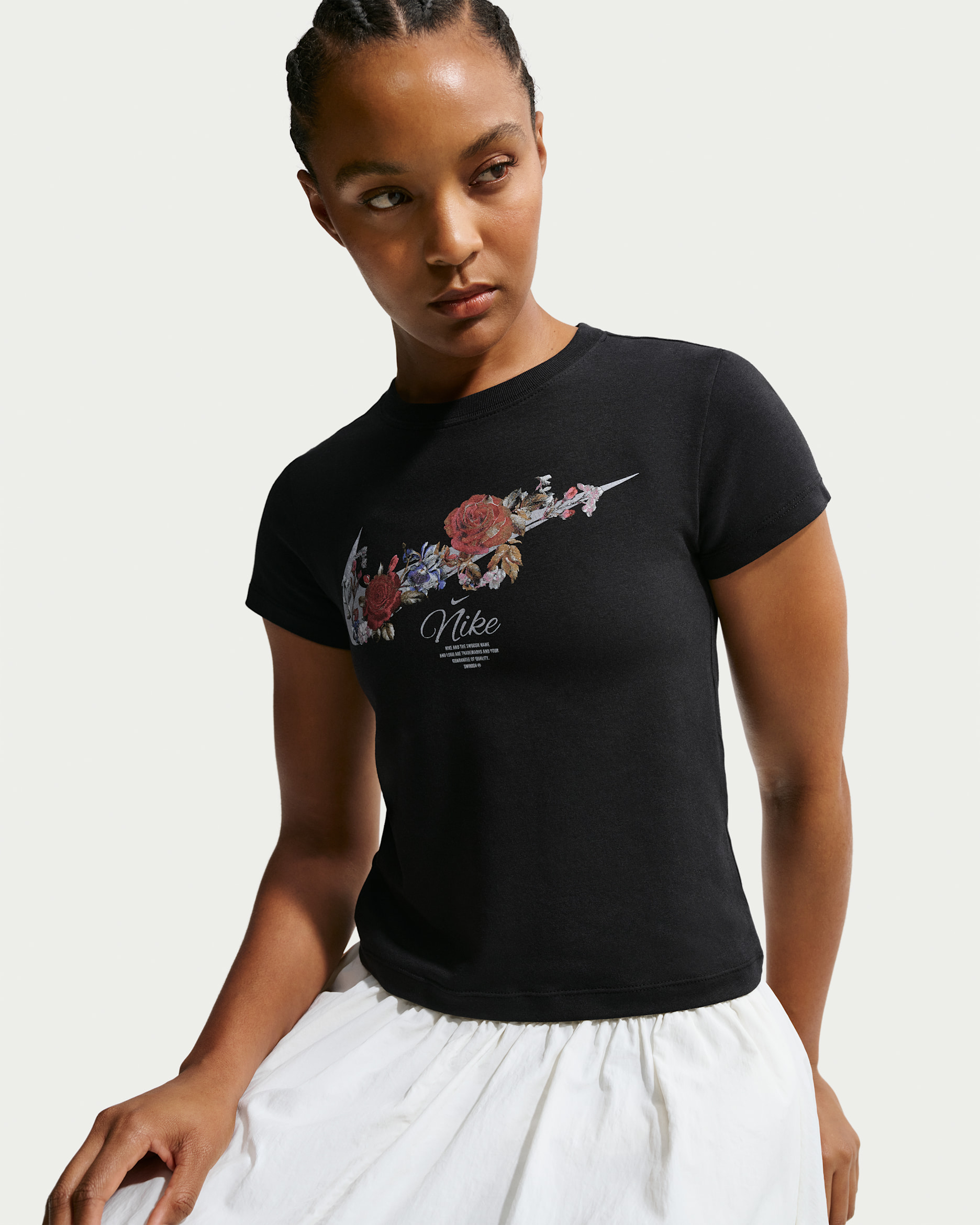 Nike Sportswear Chill Knit Women's Slim Cropped T-Shirt - Black/Wolf Grey