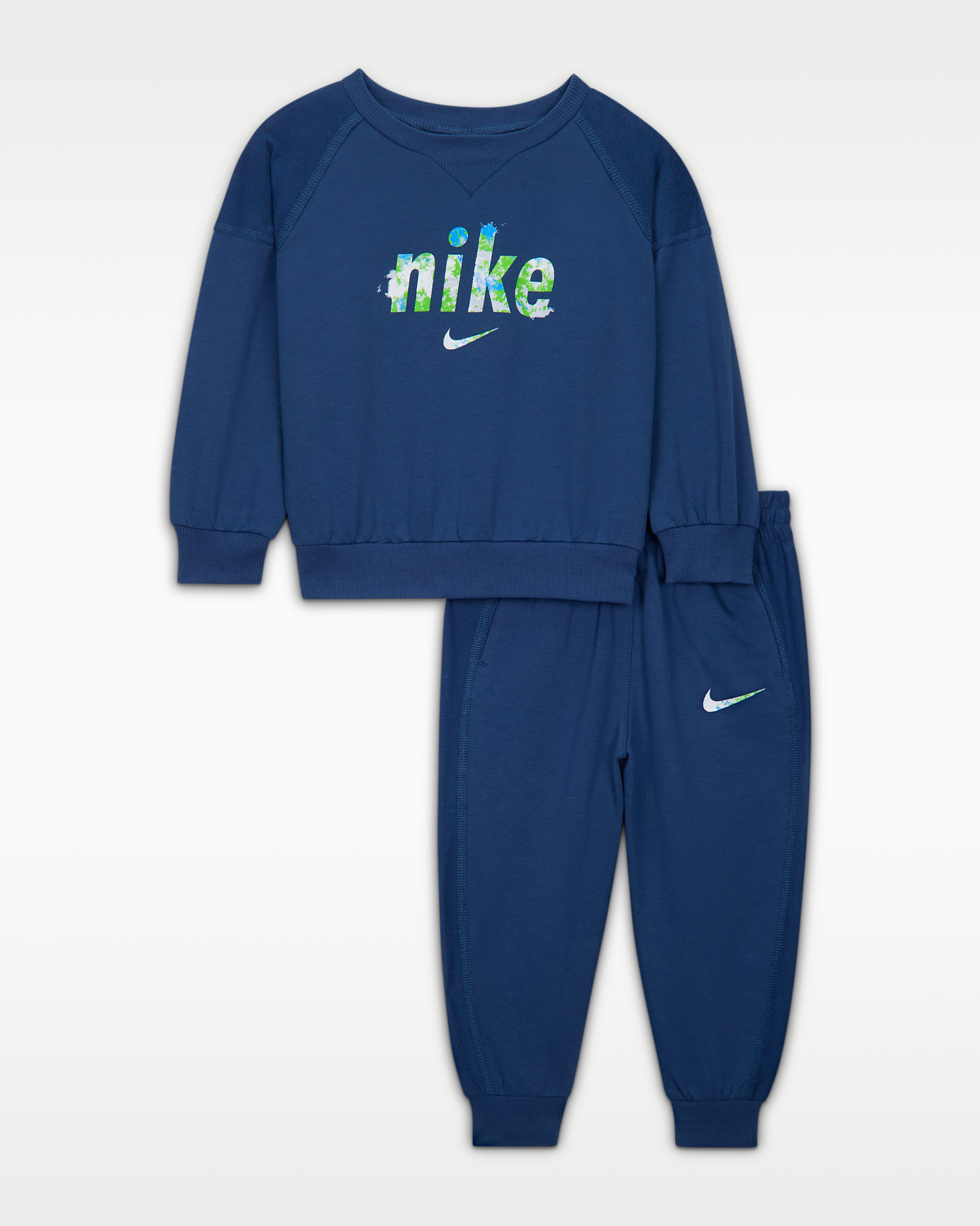 Nike E1D1 Baby (12-24M) French Terry 2-Piece Graphic Crew Set - Mystic Navy