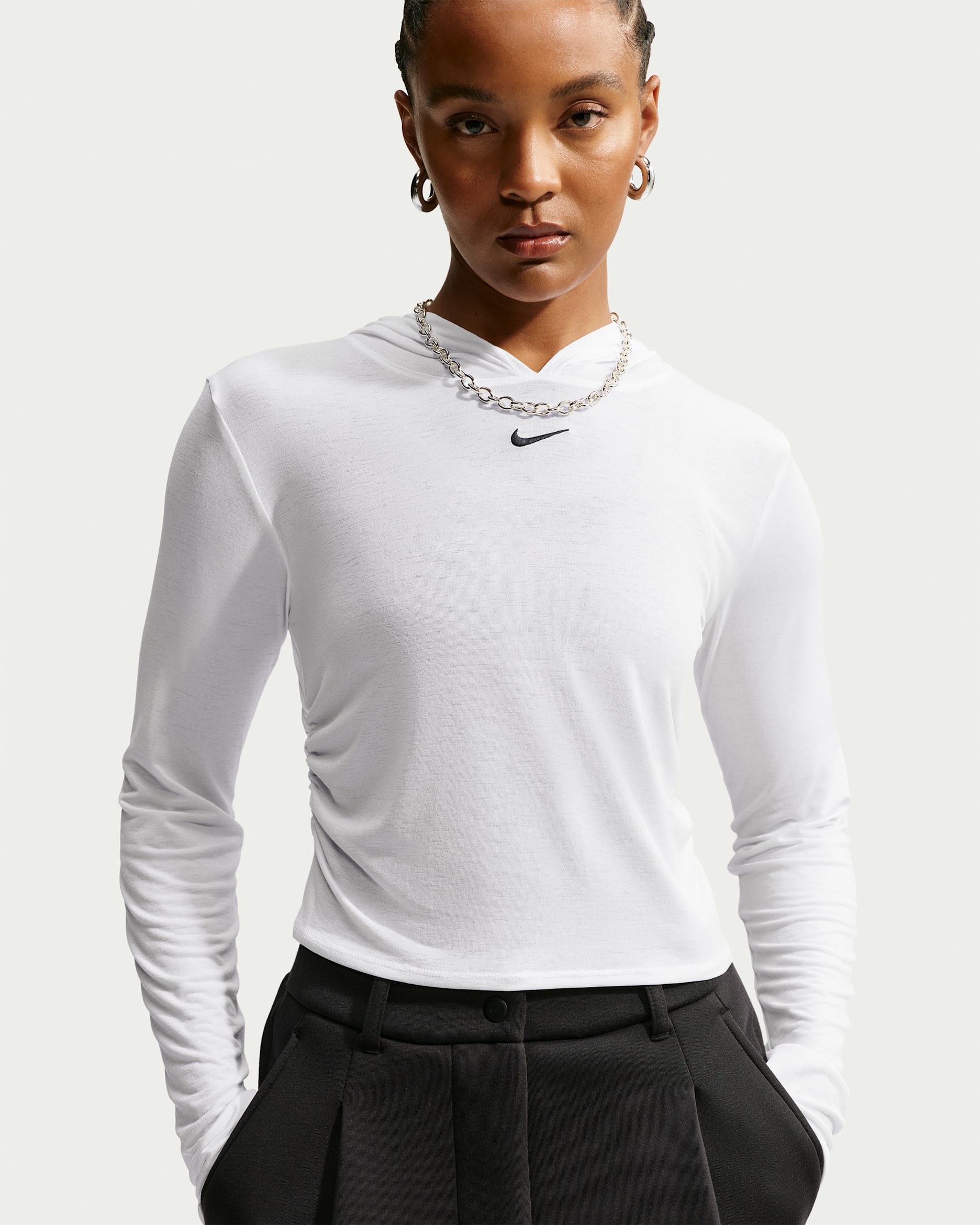 Nike Sportswear Women's Slim Long-Sleeve Sheer Top - White/Black