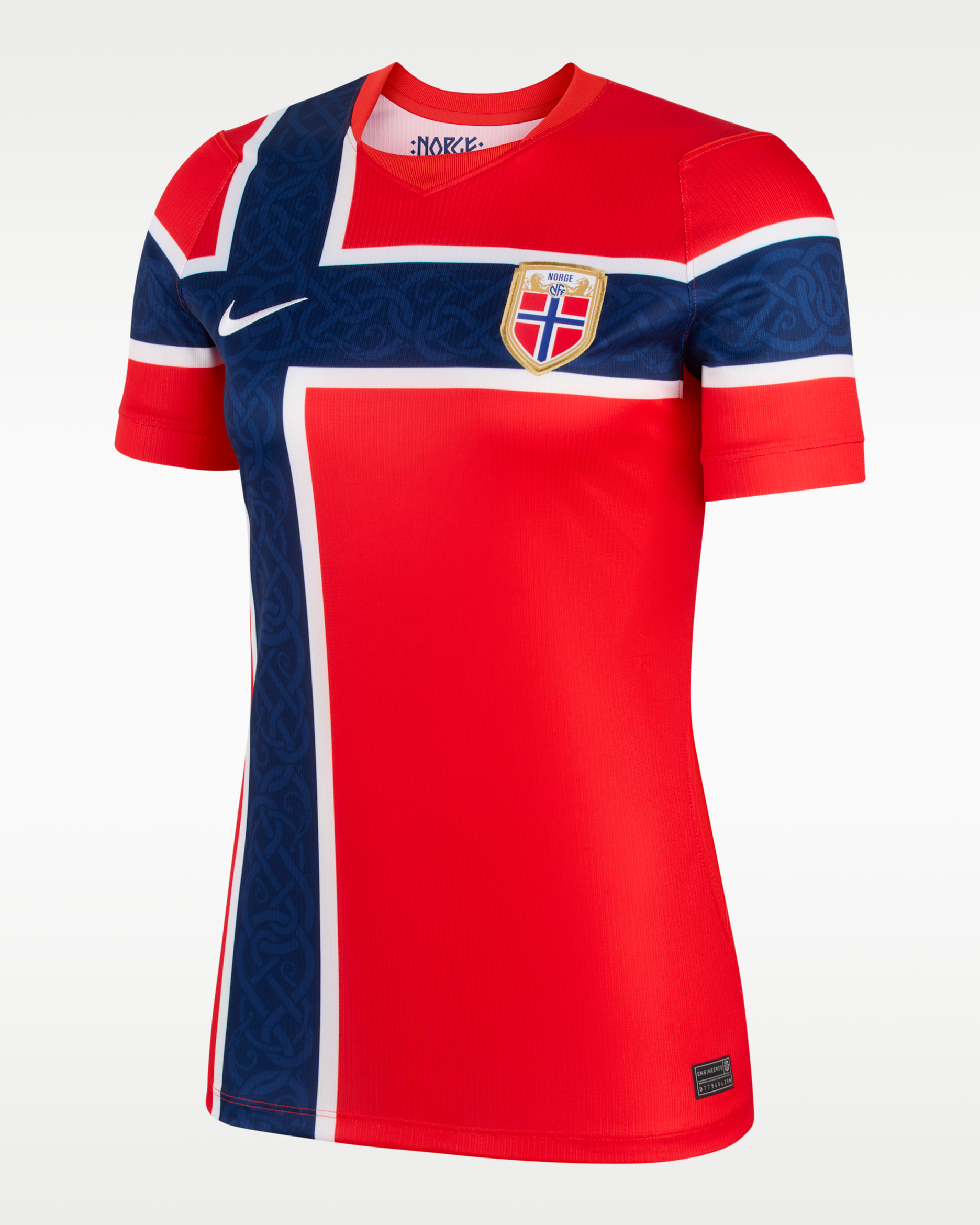 Jersey de fútbol Nike Dri-FIT Replica de Noruega local 2026 Stadium para mujer - Rojo chile/Rojo chile/Blanco