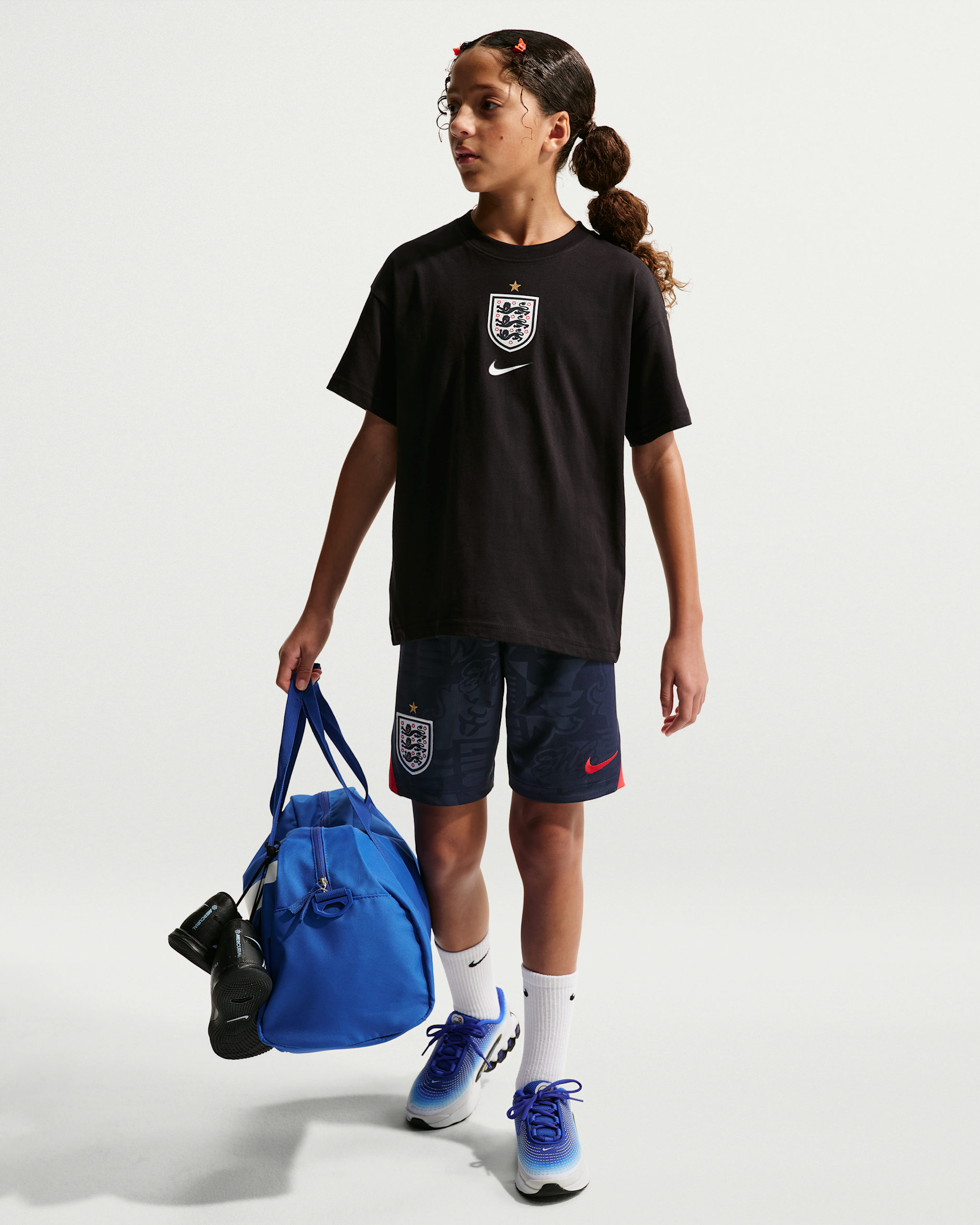 England 2026 Stadium Away Older Kids' Nike Football Dri-FIT Replica Shorts - Obsidian/Speed Red/White/Speed Red