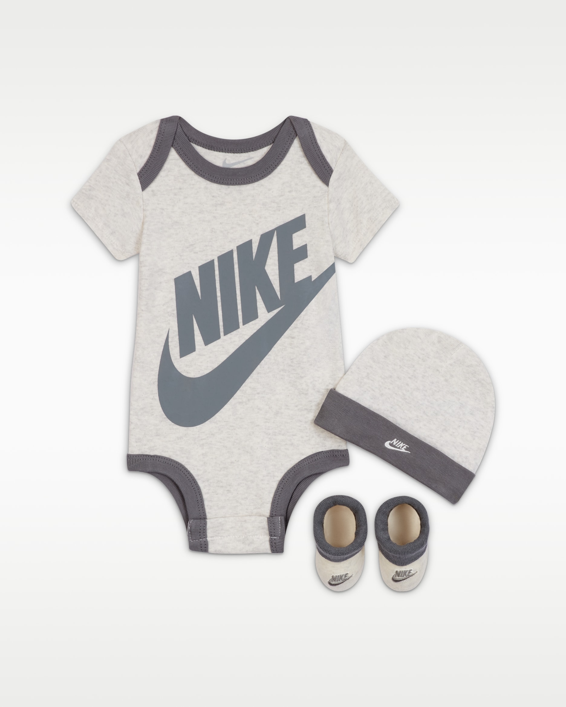 Nike Baby (0–6M) 3-Piece Set - Pale Ivory/Ivory Heather