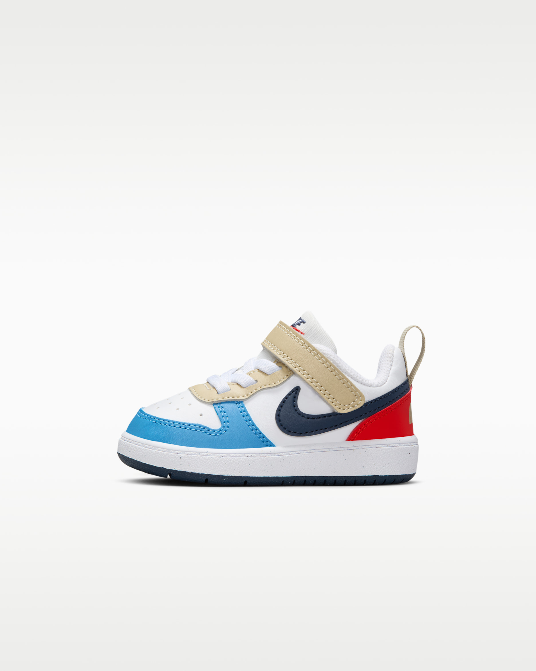 Chaussure Nike Court Borough Low Recraft pour bébé et tout-petit - Blanc/Light Crimson/Blue Beyond/Thunder Blue