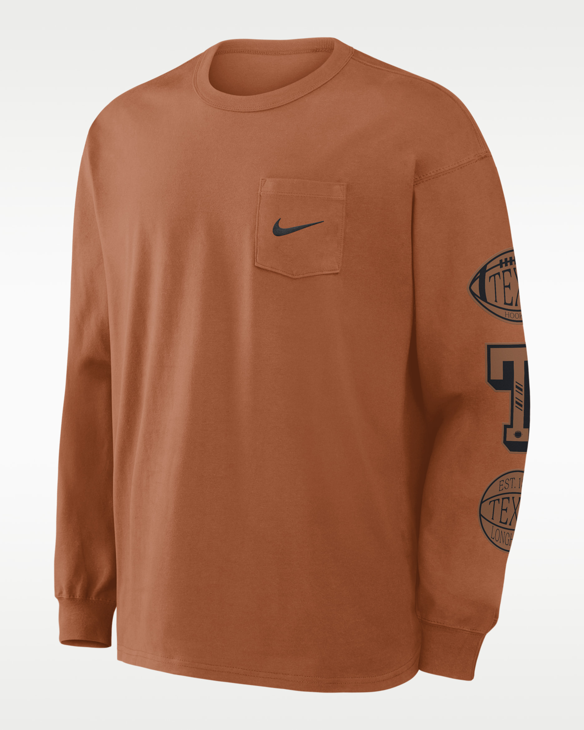 Texas Academic Max90 Pocket Men's Nike College Long-Sleeve T-Shirt - Burnt Orange