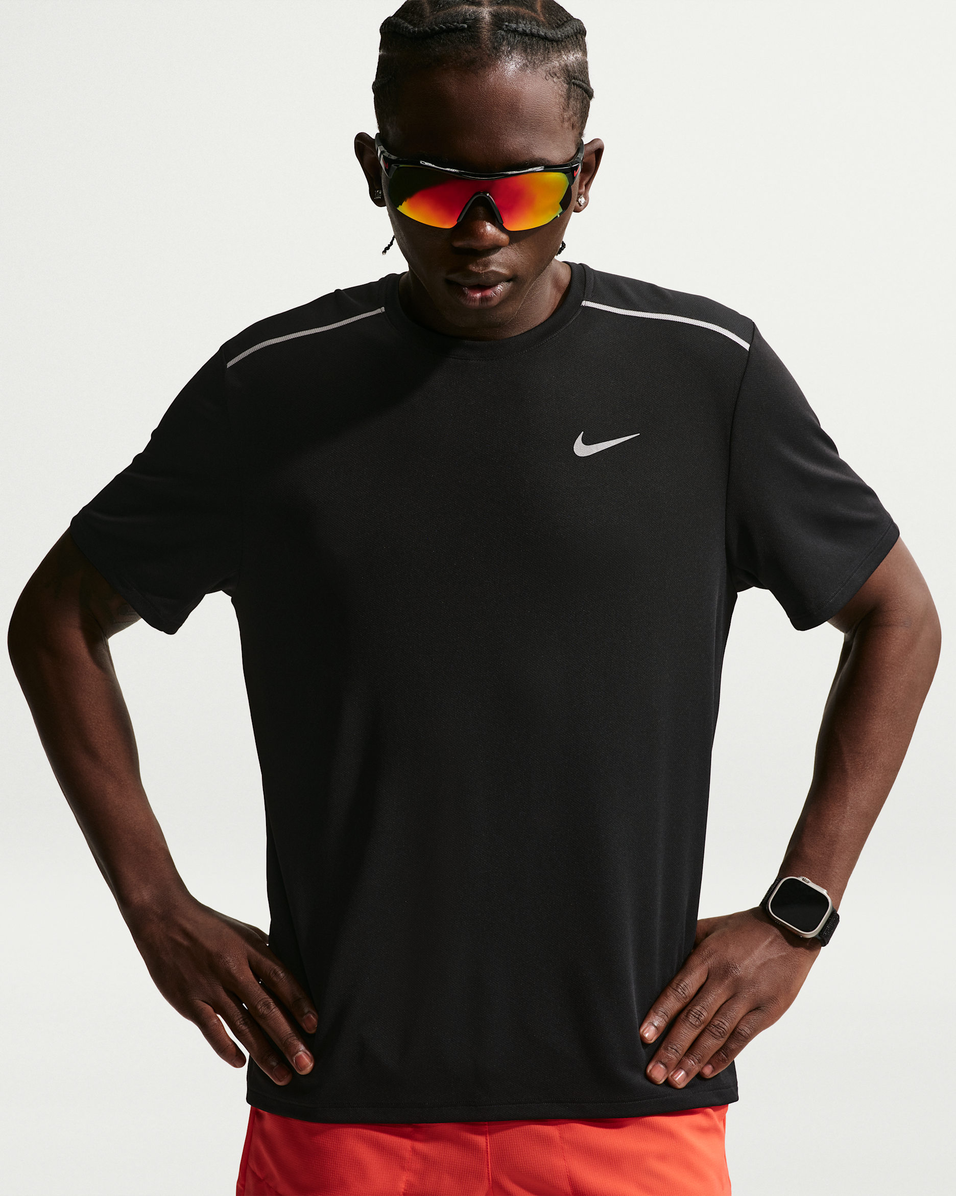 Camisola de running de manga curta Dri-FIT Nike Miler para homem - Preto/Preto