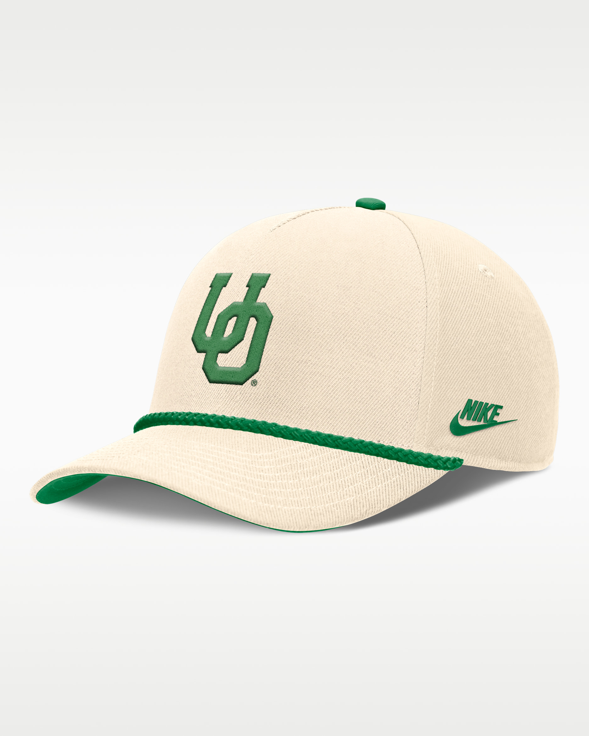Oregon Legacy Vintage Rope Rise Men's Nike College Adjustable Hat - Natural/Green/Green
