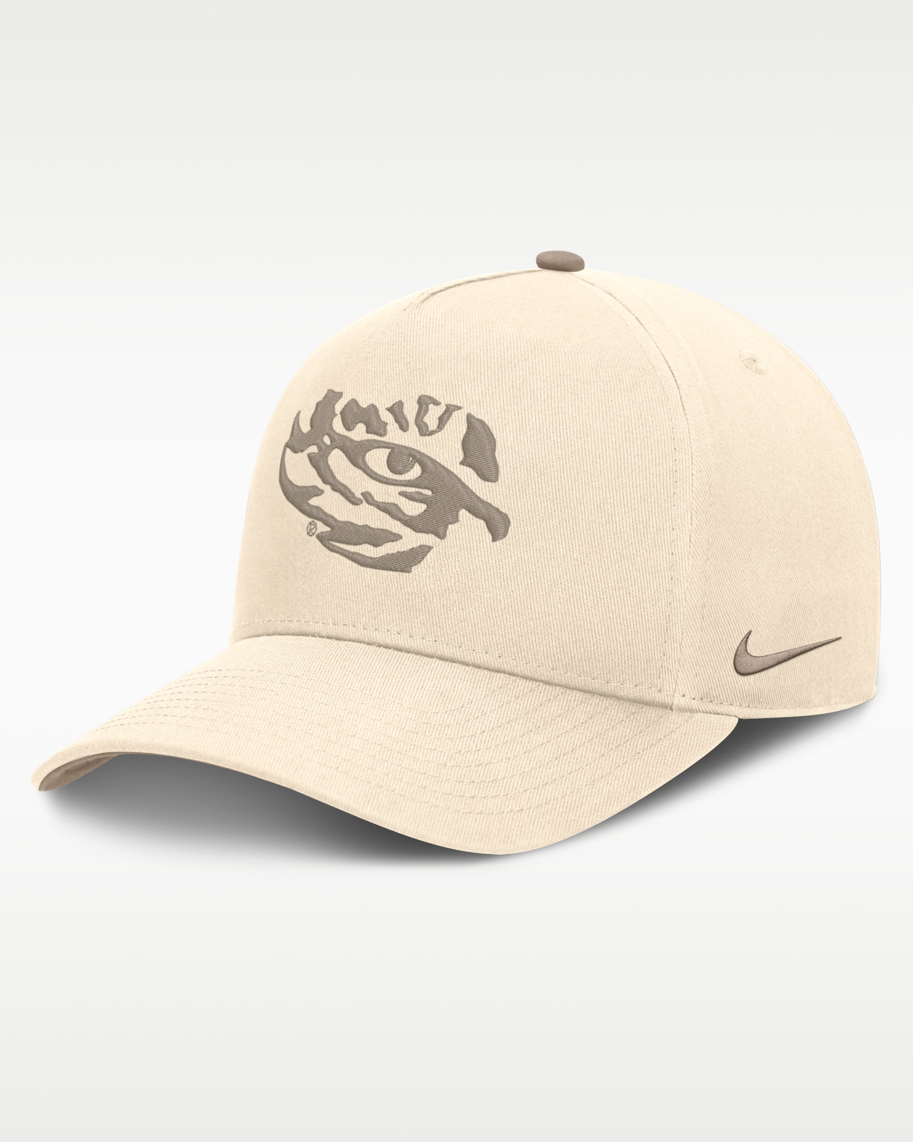 LSU Origin of Speed Rise Men's Nike Dri-FIT College A-Frame Adjustable Hat - Natural/Khaki