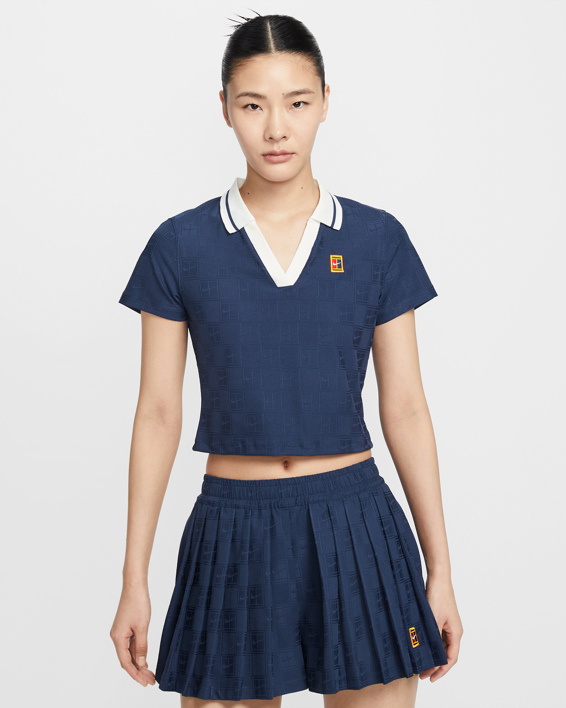 เสื้อเทนนิสโปโลเอวลอยผู้หญิงคอลเลกชัน Dri-FIT NikeCourt Court - Midnight Navy/Sail