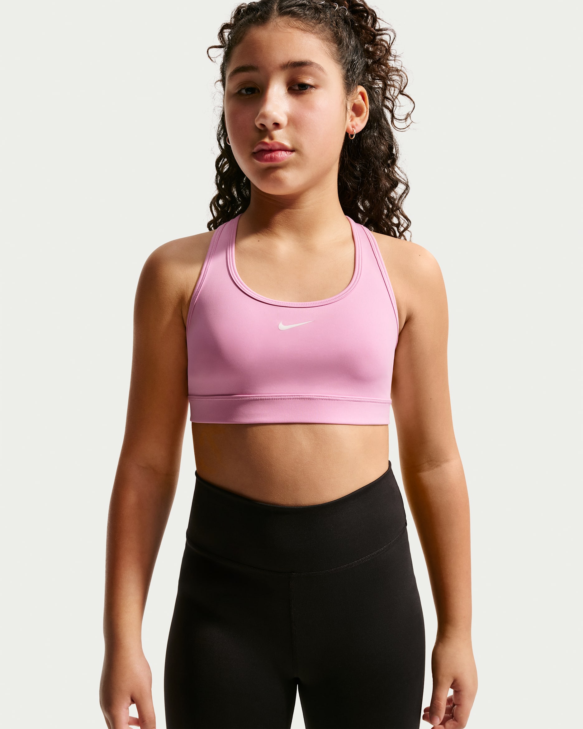 Nike Swoosh Girls' Sports Bra - Pink Rise/White