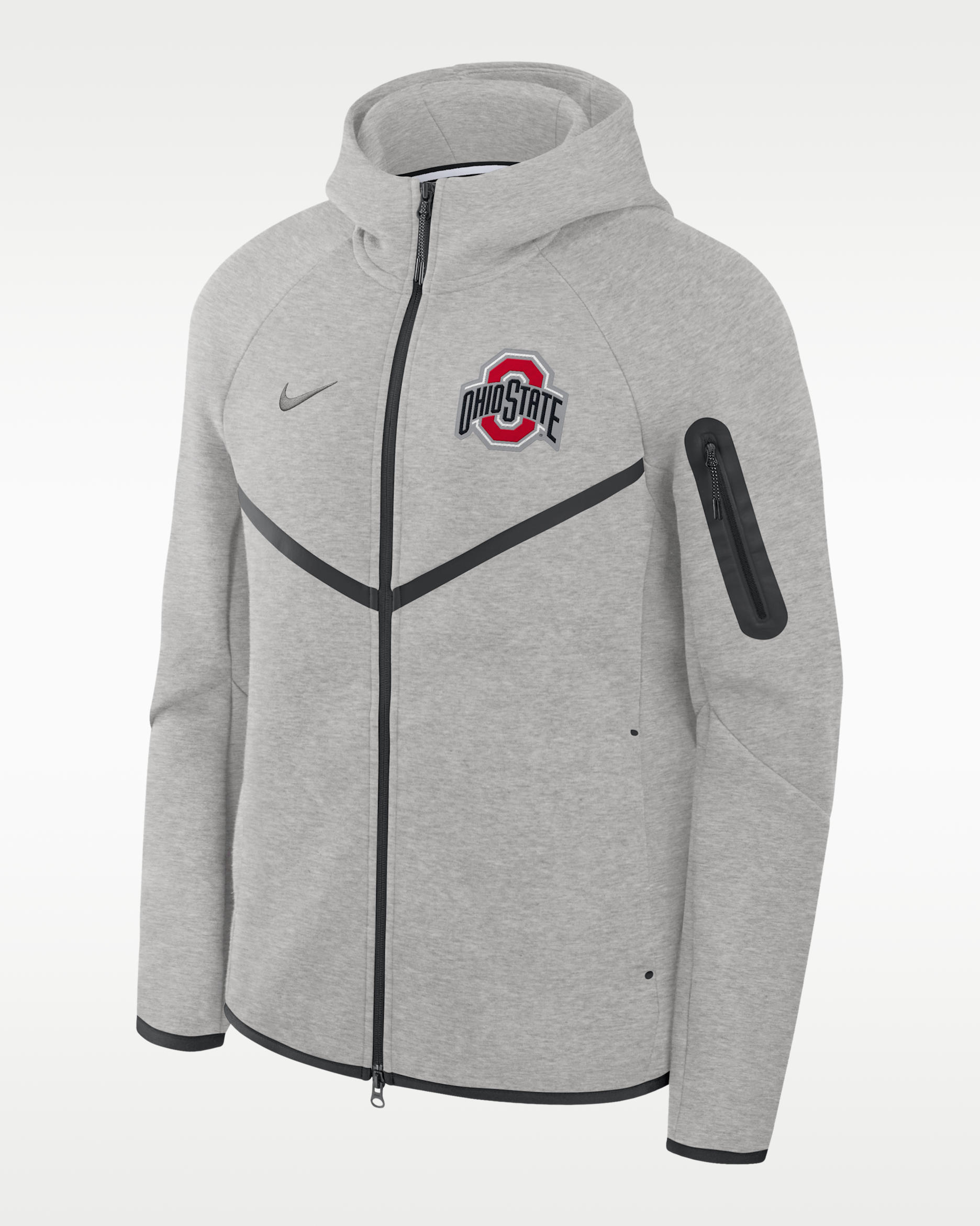 Chamarra universitaria Nike con gorro de cierre completo para hombre Ohio State Tech Fleece Windrunner - Gris