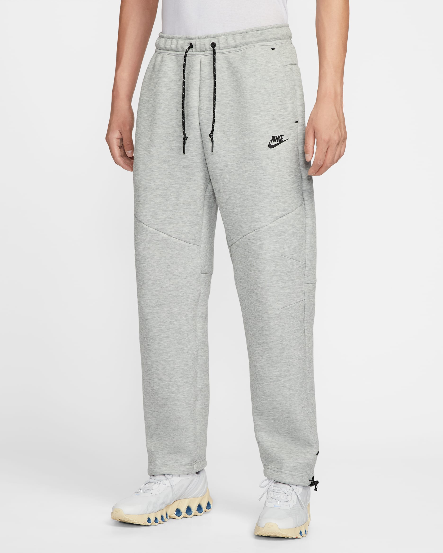 Nike Tech Men's Open-Hem Fleece Pants - Dark Grey Heather/Black