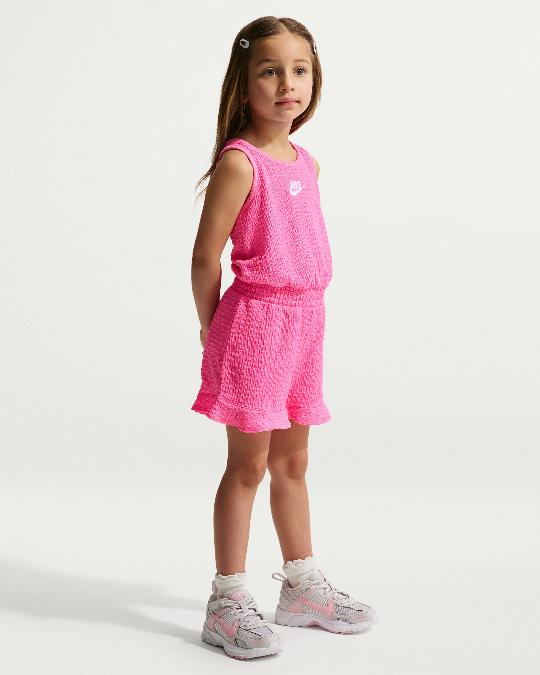 Nike Little Kids' Textured Romper - Pink Glow