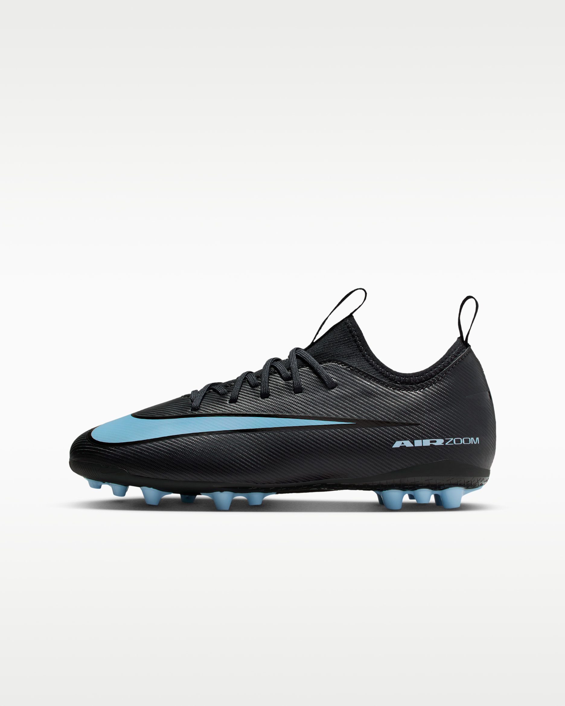 Nike Jr. Mercurial Vapor 16 Academy low top voetbalschoenen voor kleuters/kids (kunstgras) - Zwart/Ice Blue