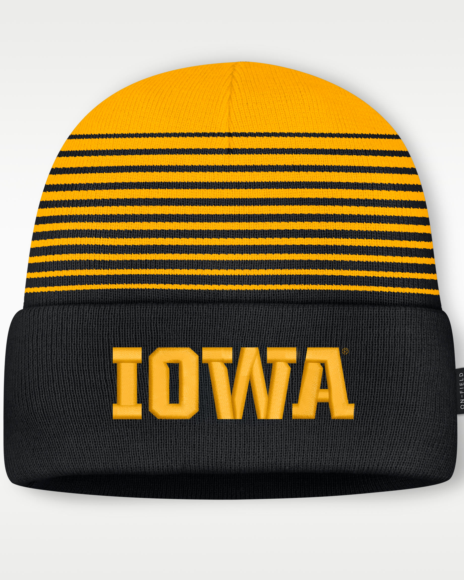 Iowa Sideline Utility Men's Nike College Cuffed Beanie - Black/University Gold