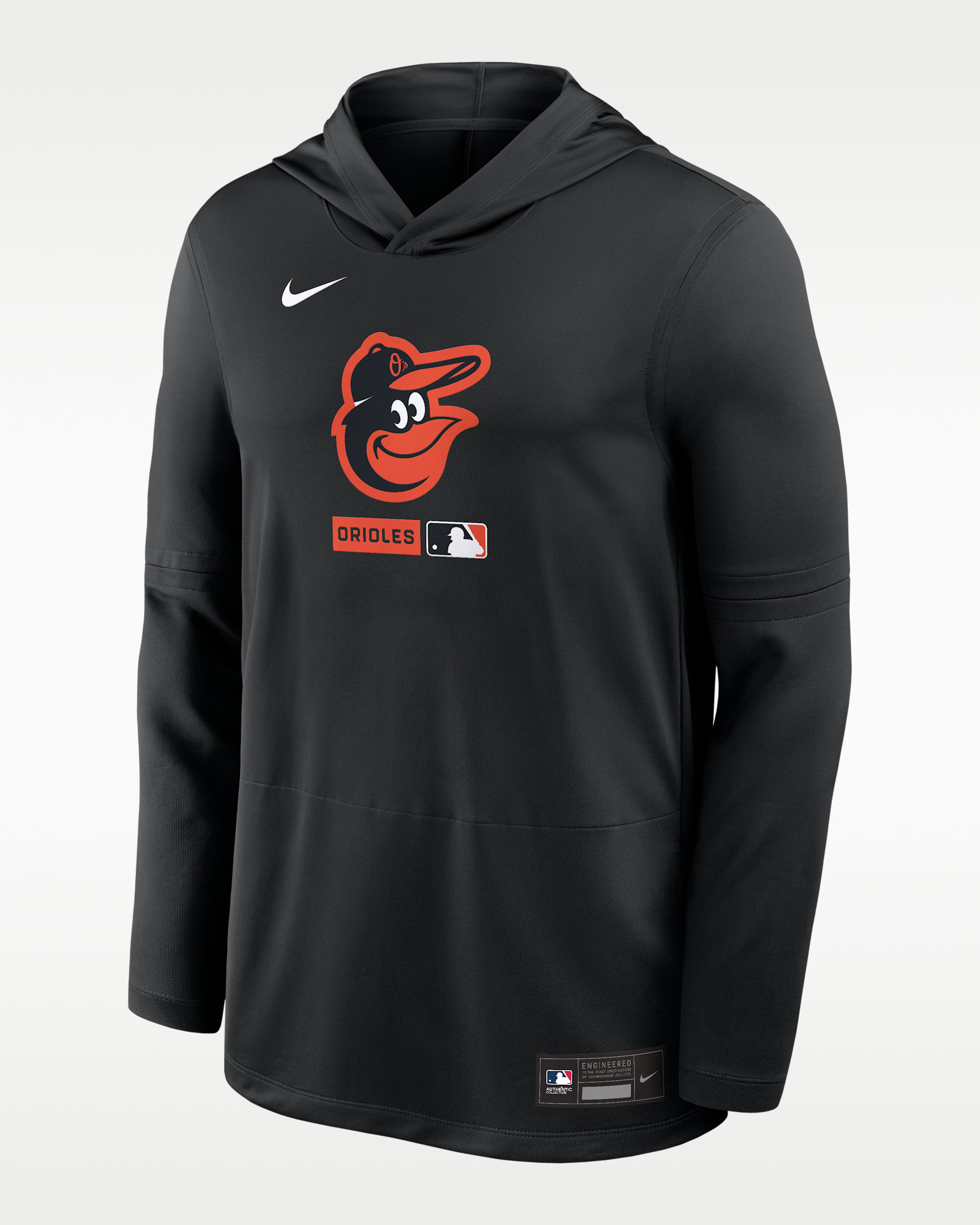 Baltimore Orioles Authentic Collection Men's Nike Dri-FIT MLB Long-Sleeve Hooded Top - Black