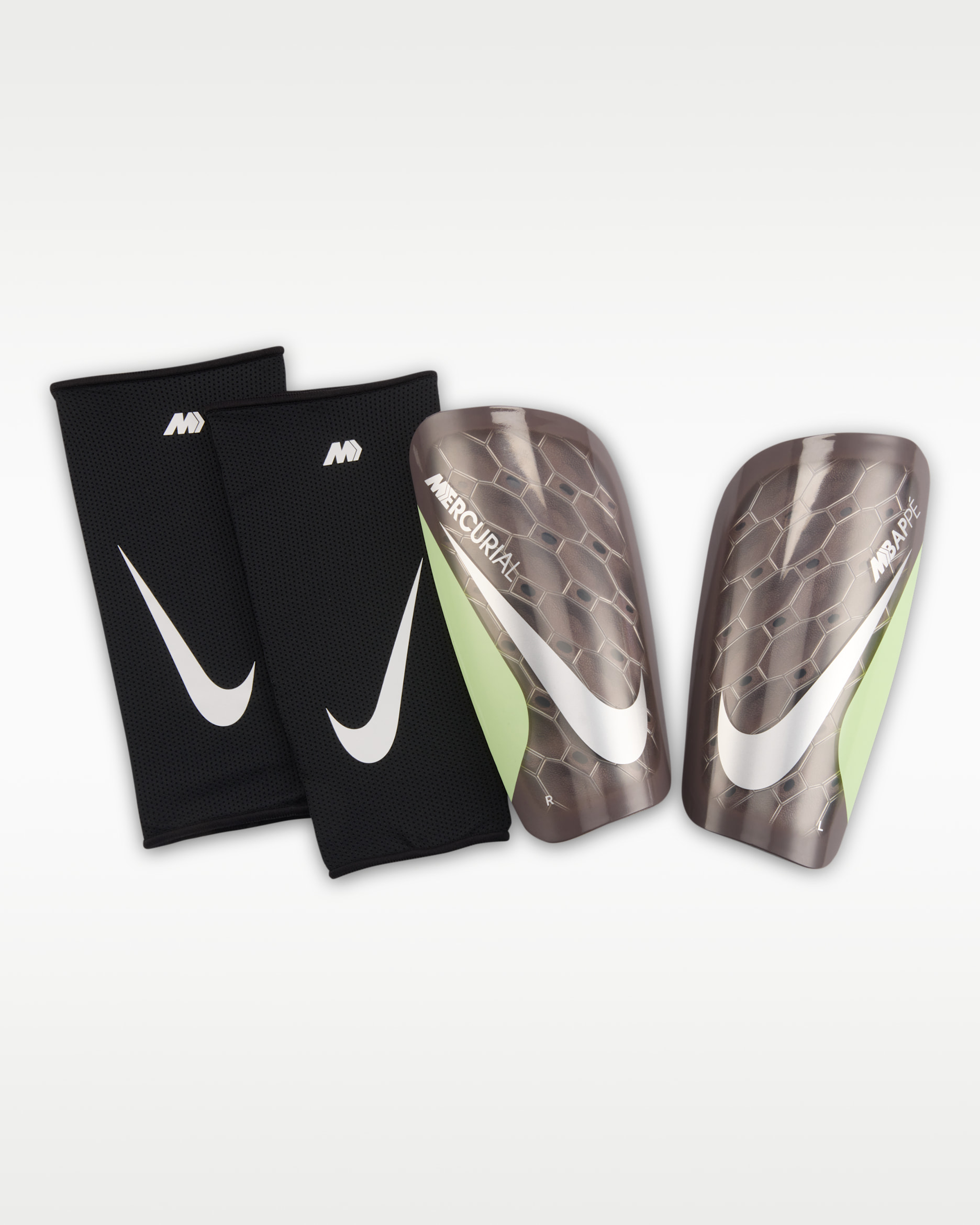 Nagolenniki piłkarskie Nike Mercurial Lite „Kylian Mbappé” - Malt/Barely Volt/Metallic Silver