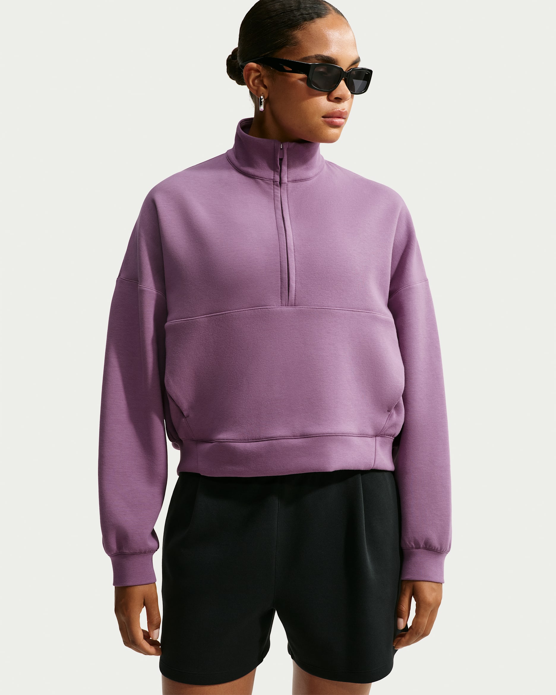 Nike 24.7 ImpossiblySoft Women's Dri-FIT Oversized 1/2-Zip Top - Violet Dust/Pro Purple