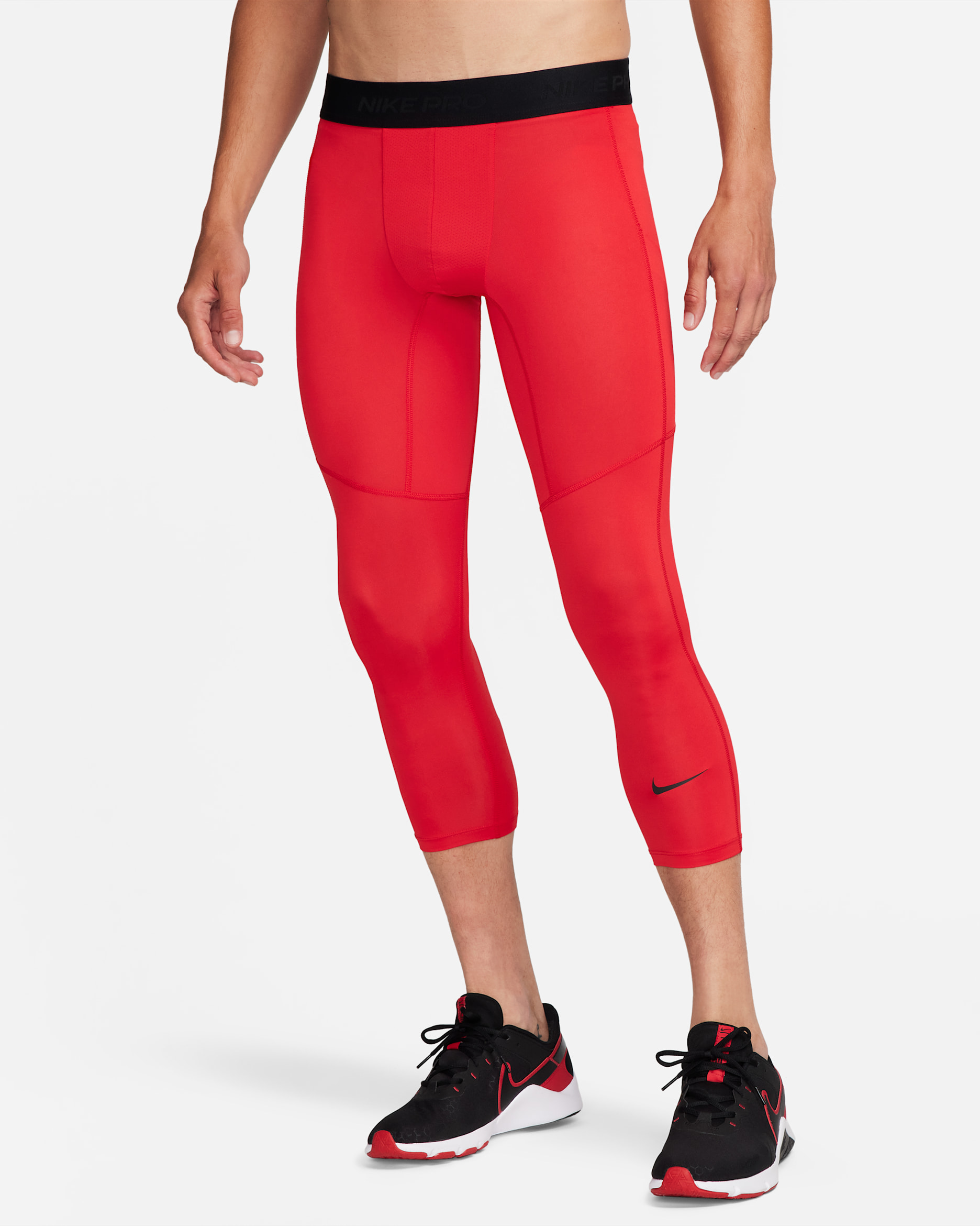 Nike Pro Men's Dri-FIT 3/4-Length Fitness Tights - University Red/Black