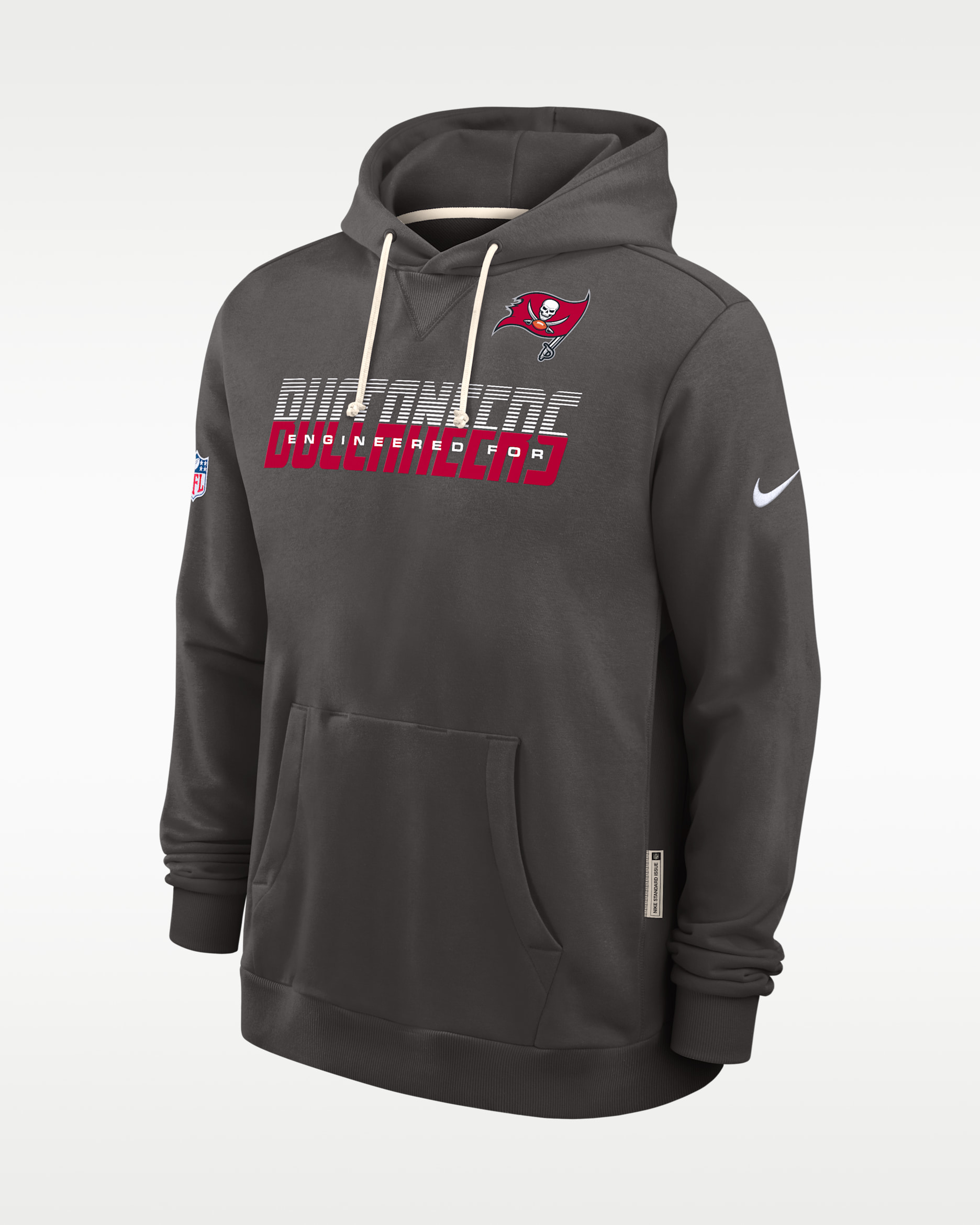 Sudadera con gorro sin cierre Nike Dri-FIT de la NFL para hombre Tampa Bay Buccaneers Sideline Standard Issue - Peltre