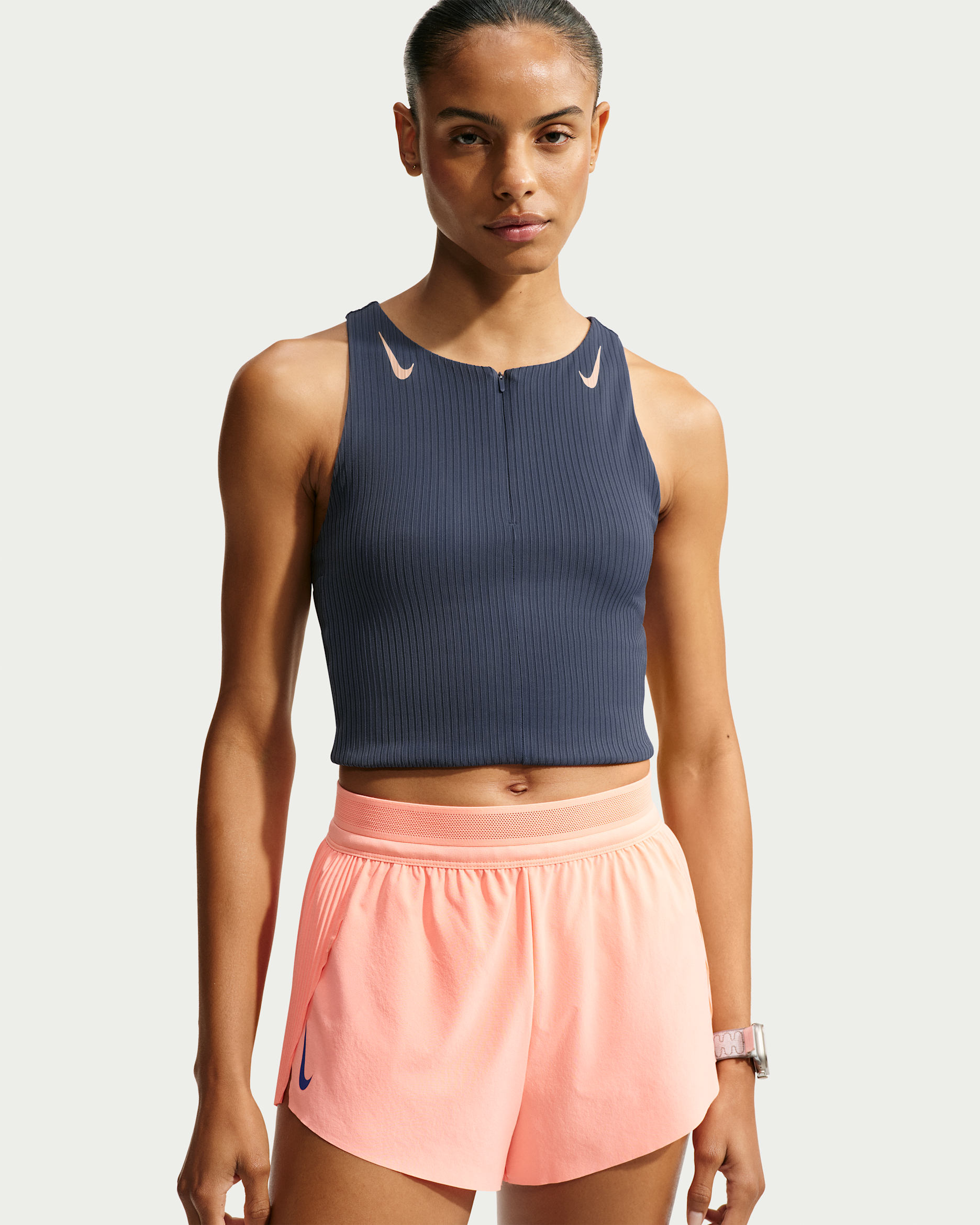 Camiseta de tirantes de correr Dri-FIT ADV cropped Nike AeroSwift - Trueno azul/Lino