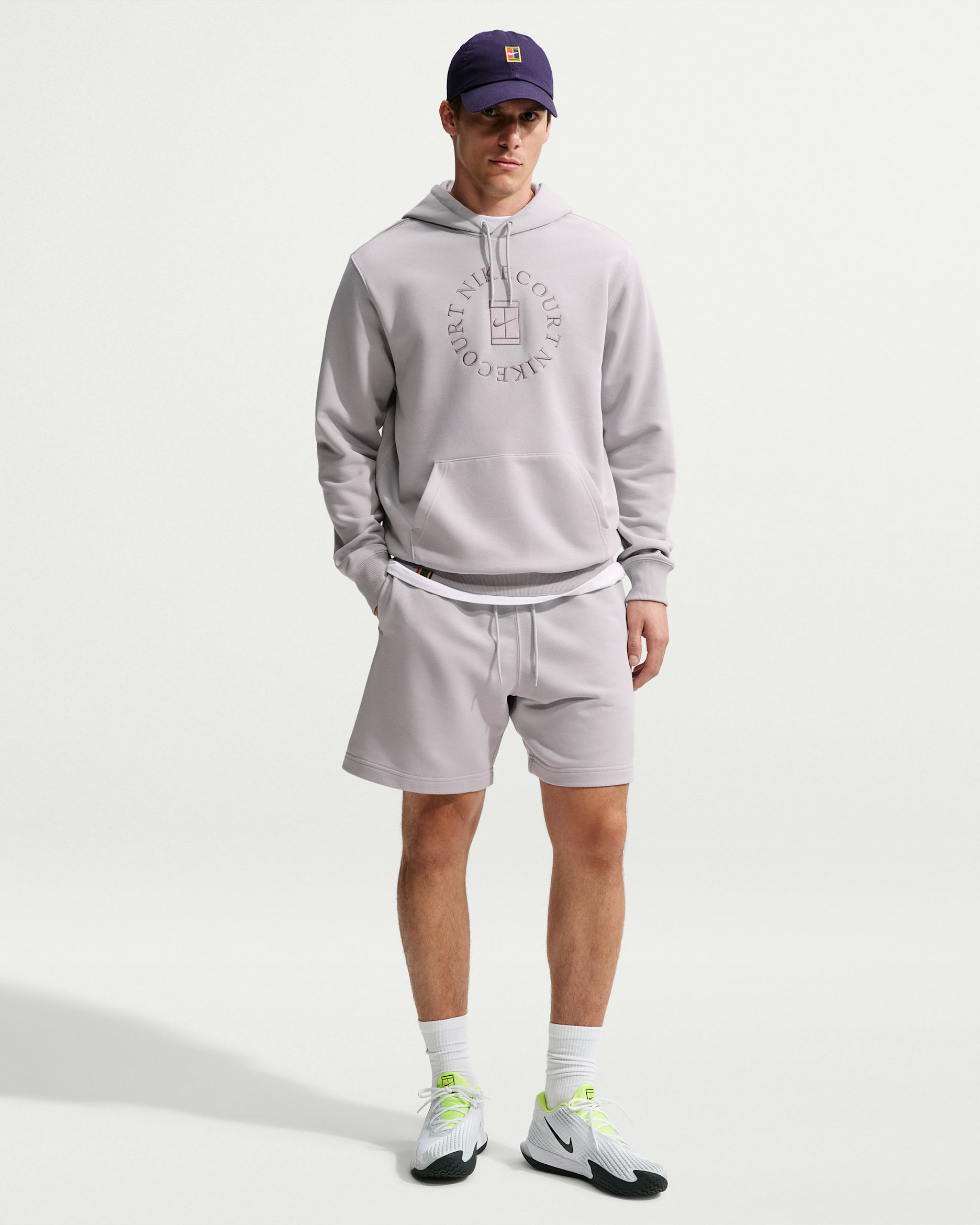 NikeCourt Heritage Men's Dri-FIT Fleece Tennis Shorts - Silver Lilac