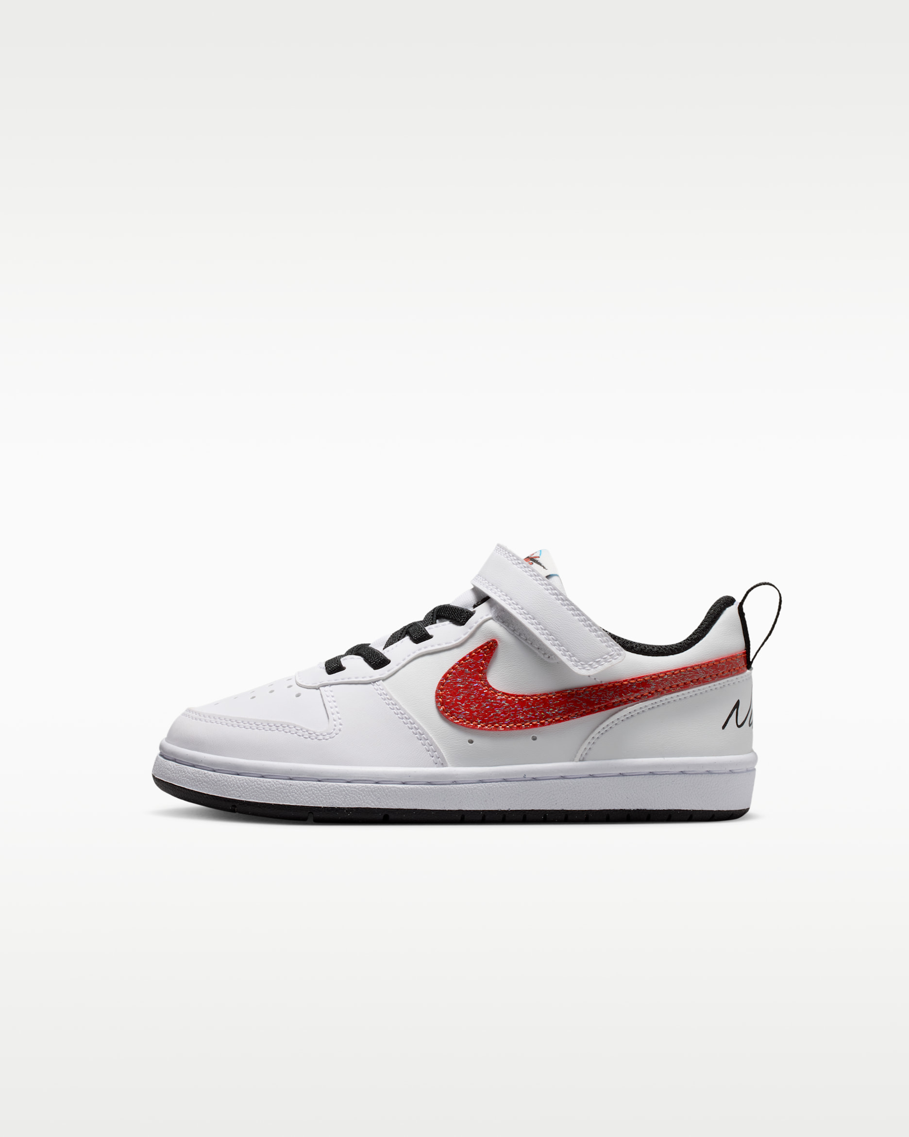 Nike Court Borough Low Little Kids' Shoes - White/Picante Red/Barely Volt/Current Blue
