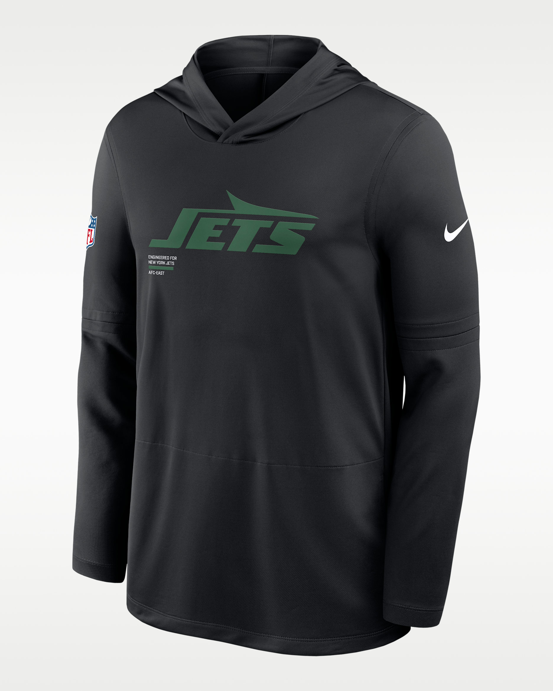 Playera de manga larga Nike Dri-FIT de la NFL con gorro para hombre New York Jets Pure Fury Sideline - Negro
