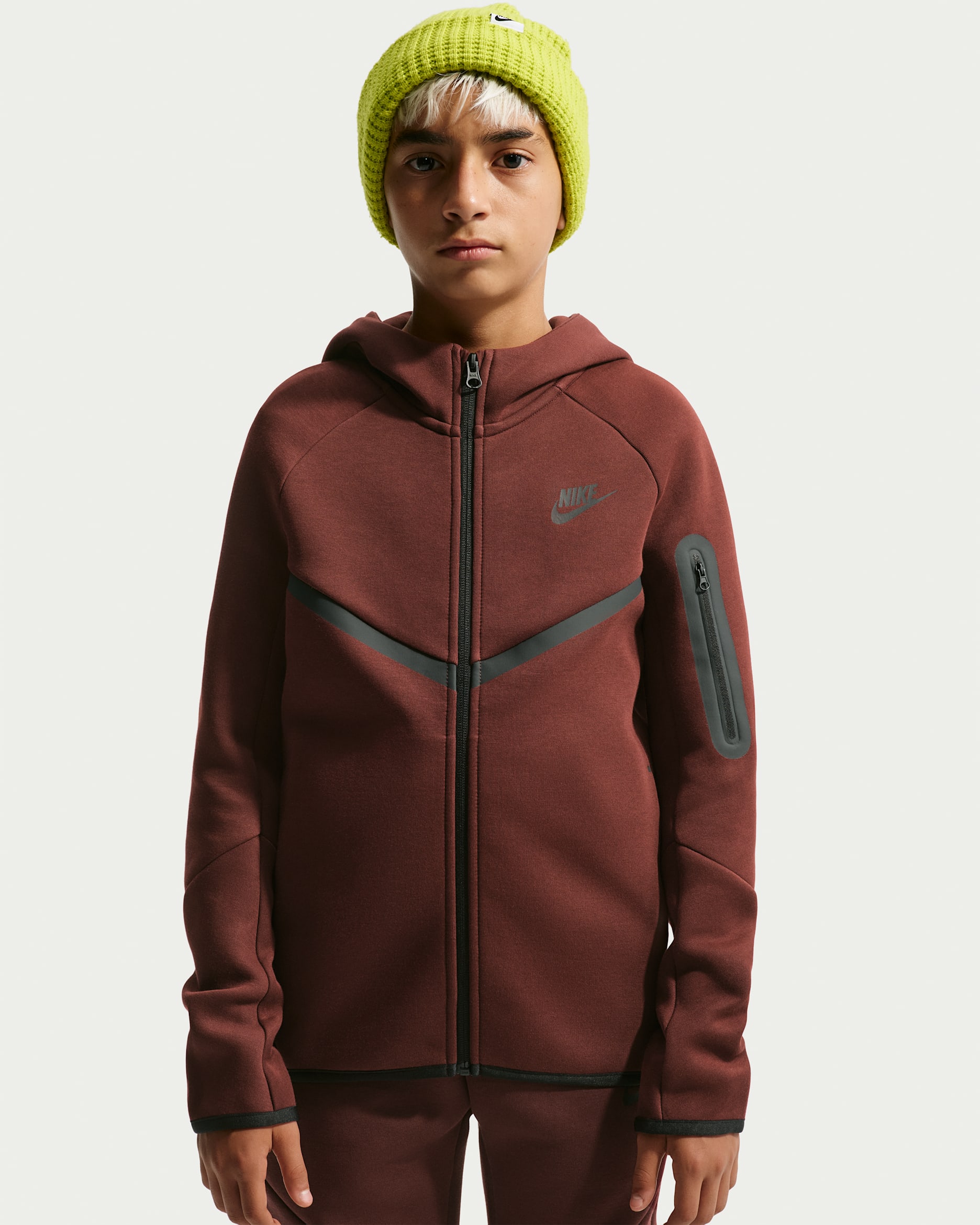 Nike Sportswear Tech Fleece Big Kids' Full-Zip Hoodie - Mystic Dates/Black/Black