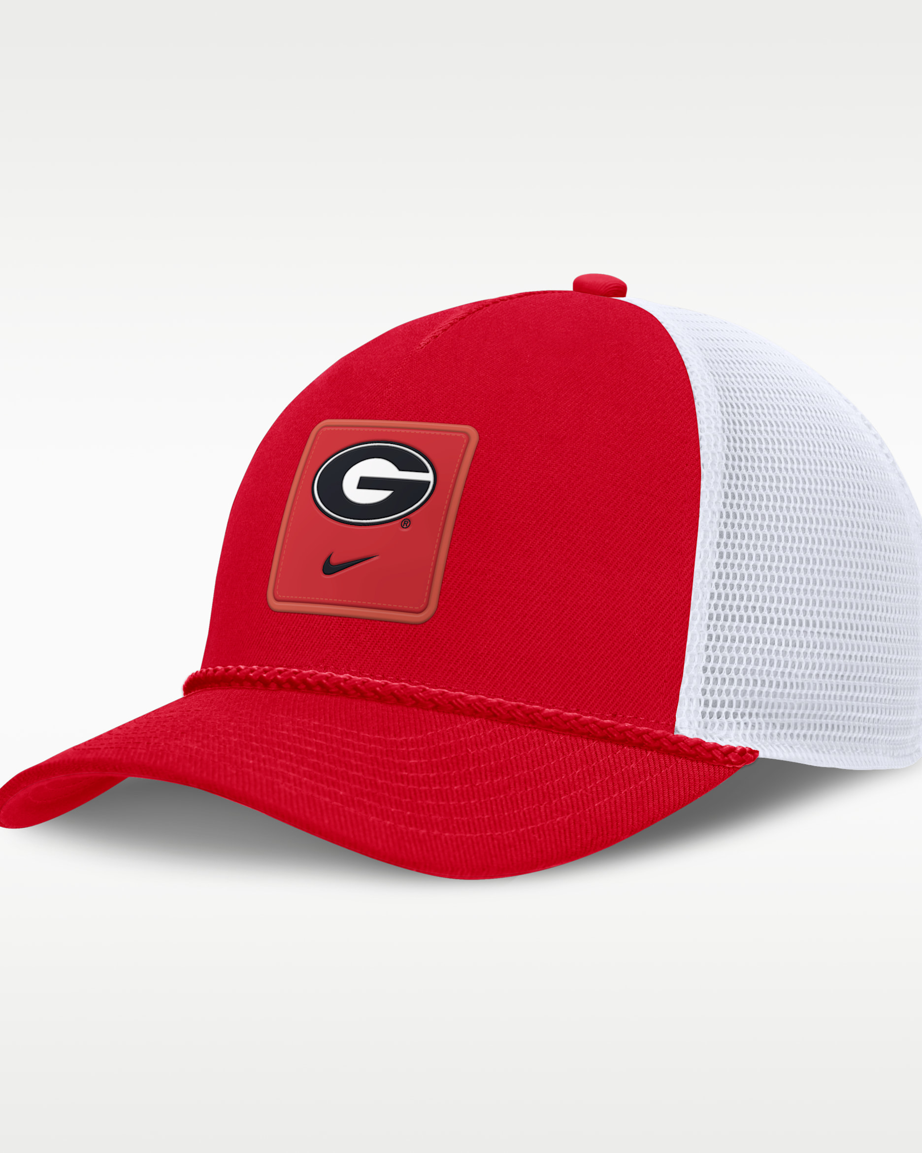 Georgia Sideline Gameday Rope Men's Nike College Trucker Adjustable Hat - University Red/White
