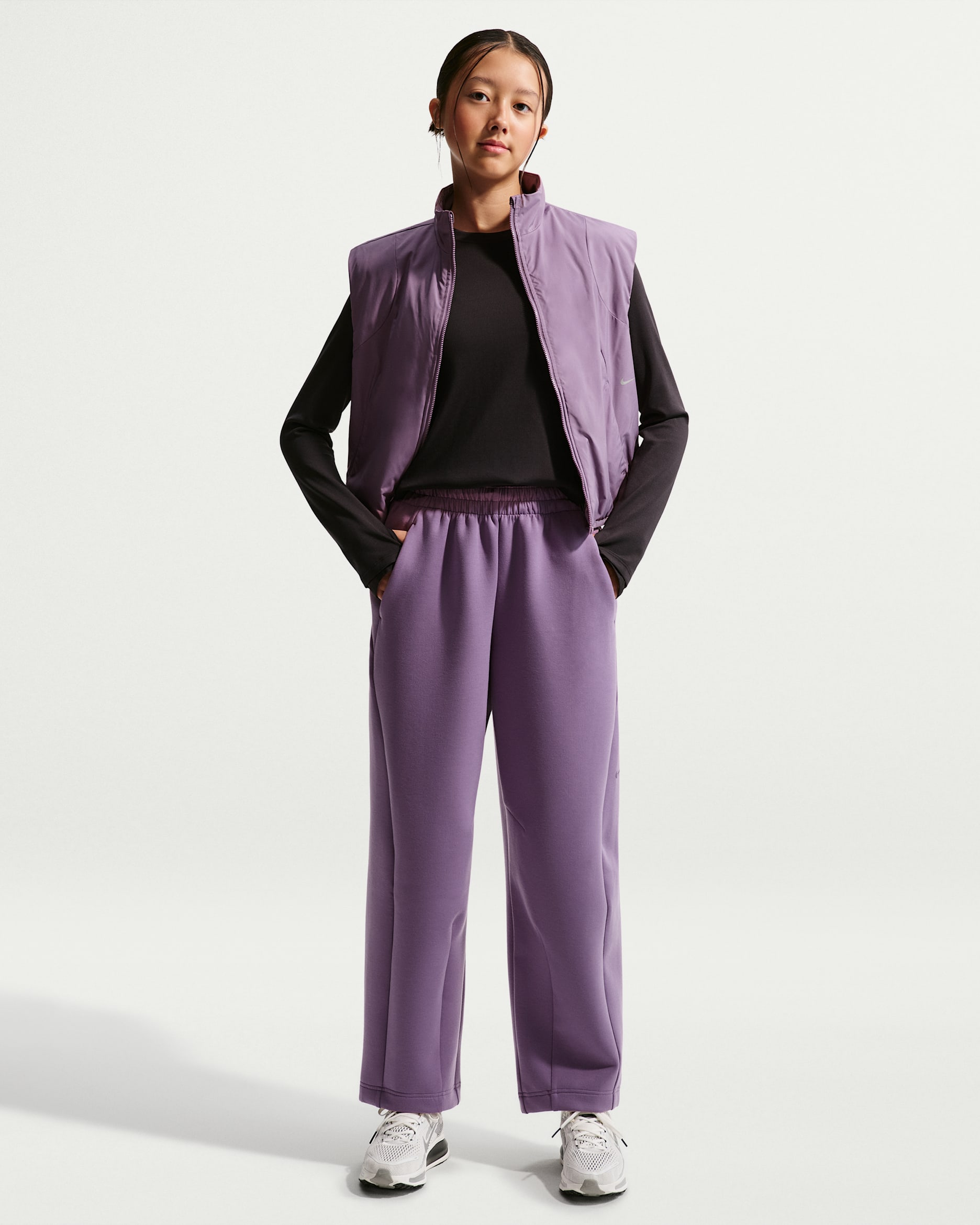 Nike Mavn Girls' Therma-FIT High-Waisted Knit Pants - Violet Dust/Violet Dust
