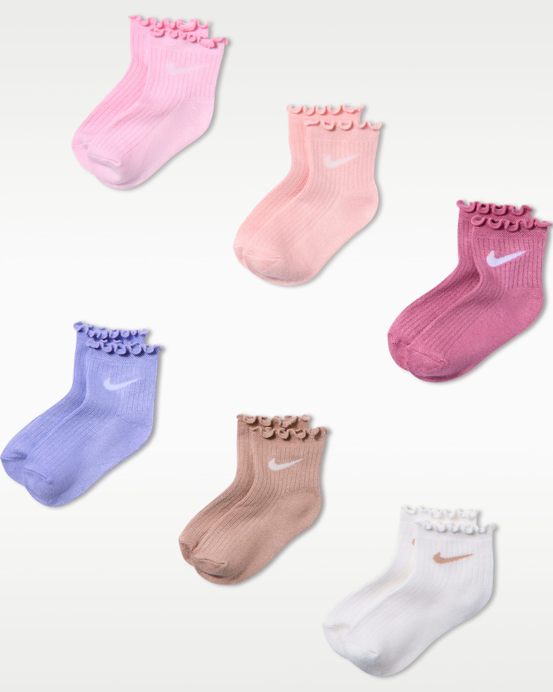 Nike fodros szegélyű bokazokni gyerekeknek (6 pár) - Medium Soft Pink