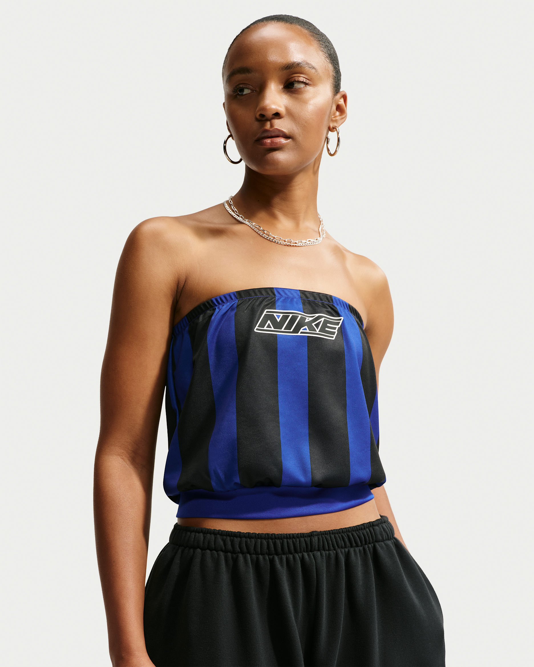 Nike Sportswear Women's Slim Striped Jersey Tube Top - Old Royal/Black/White