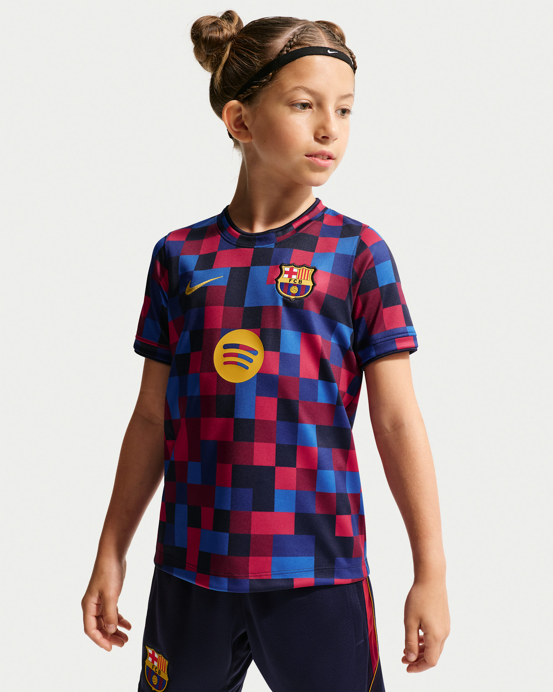 FC Barcelona Younger Kids' Nike Dri-FIT Football Pre-Match Top - Noble Red/Noble Red/Blackened Blue/Mineral Yellow