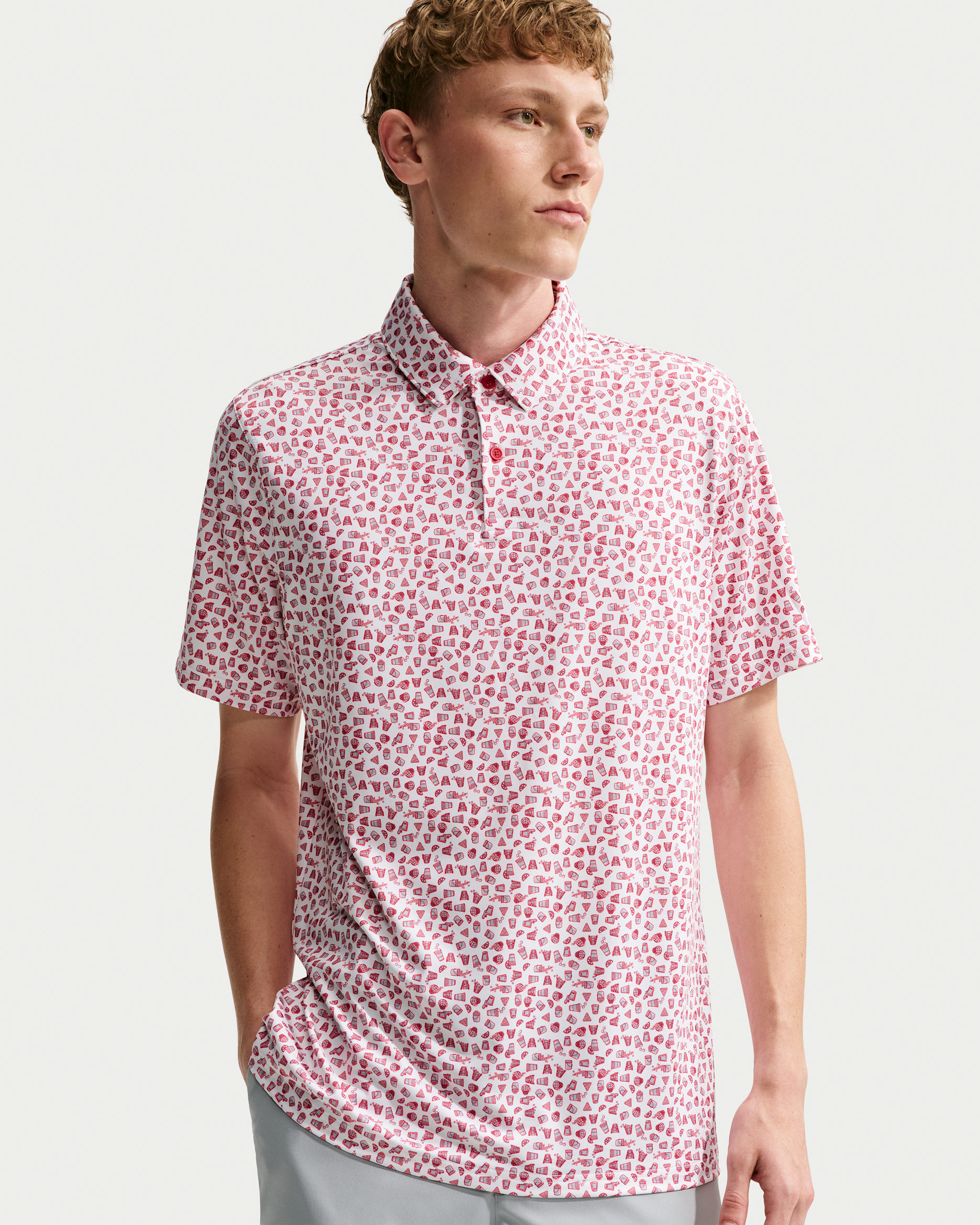 Nike Velocity Dri-FIT-golfpolo med mikromønster til mænd - Gym Red/Gym Red/hvid