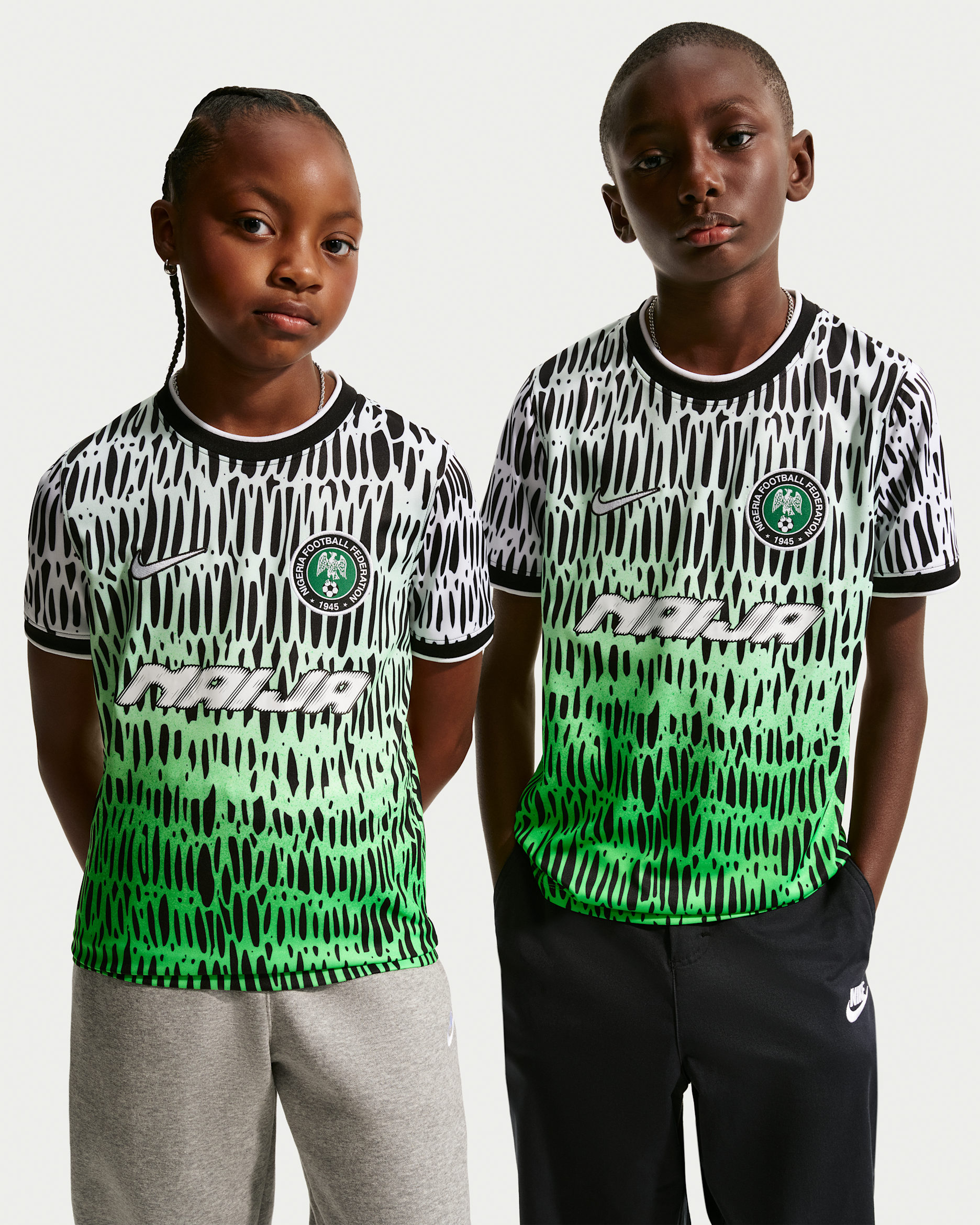 Nike x Nigeria x Slawn Older Kids' Dri-FIT Short-Sleeve Football Top - Black/White