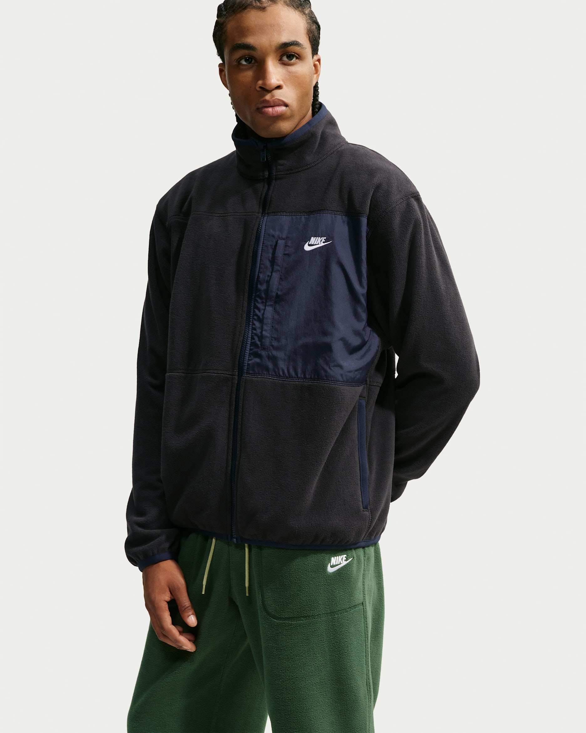 Nike Club Men's Therma-FIT Full-Zip Jacket - Black/Obsidian/White