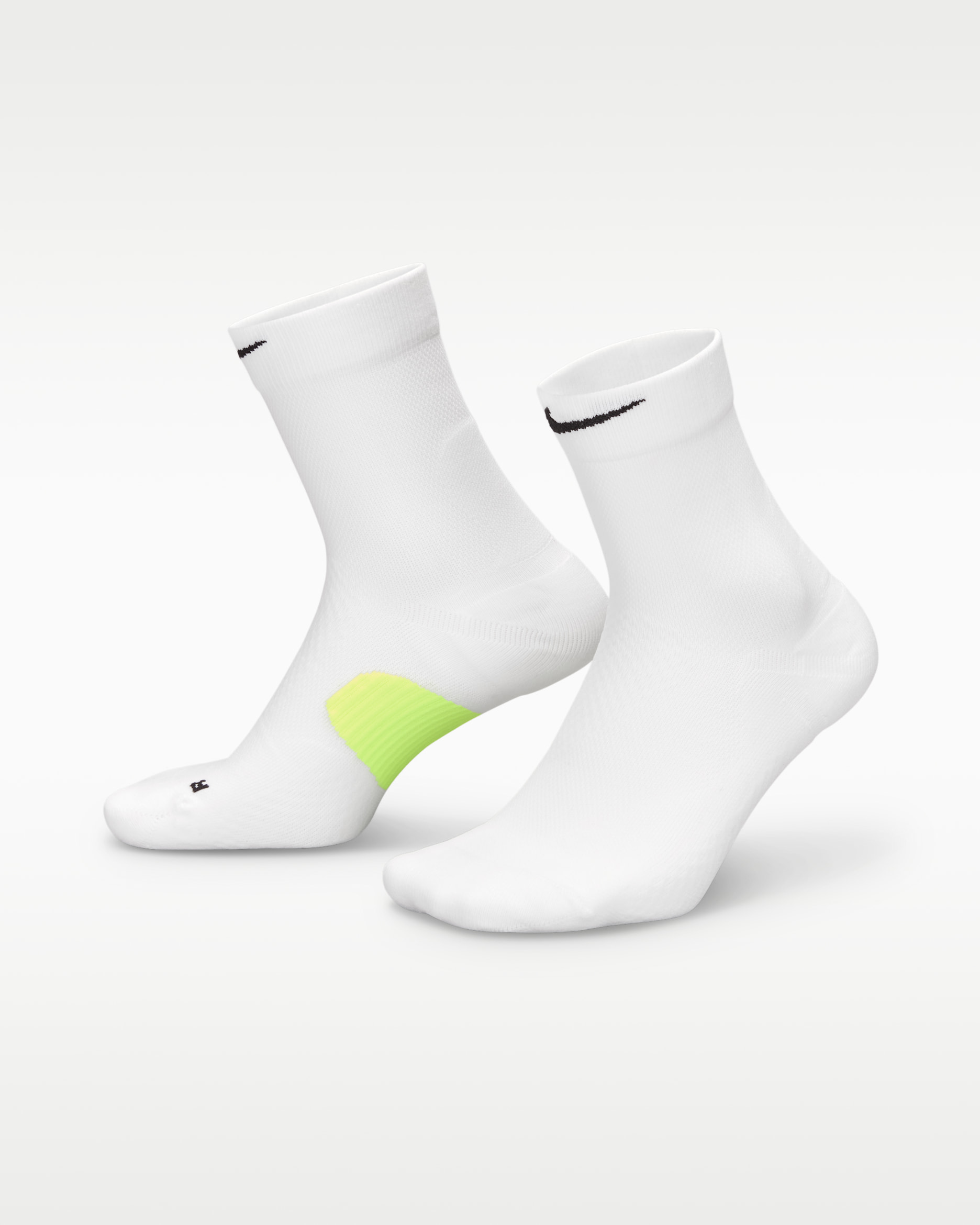 Nike Running Midweight Micro Crew Socks (1 Pair) - White/Volt/Black