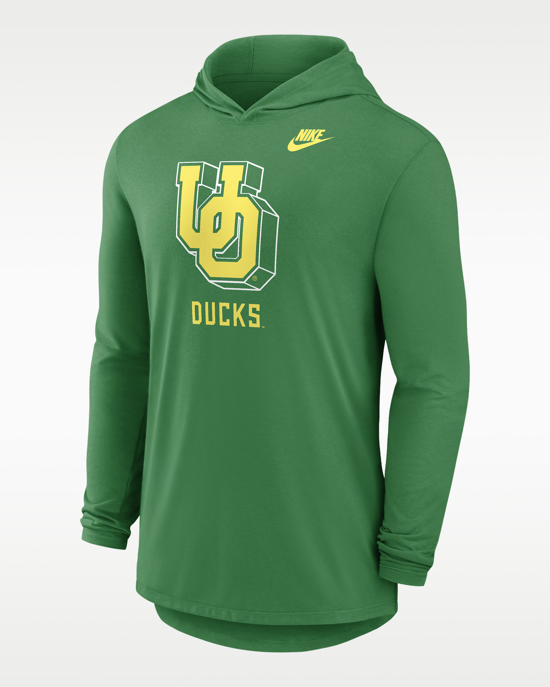 Oregon Legacy Men's Nike Dri-FIT College Long-Sleeve Hooded T-Shirt - Apple Green