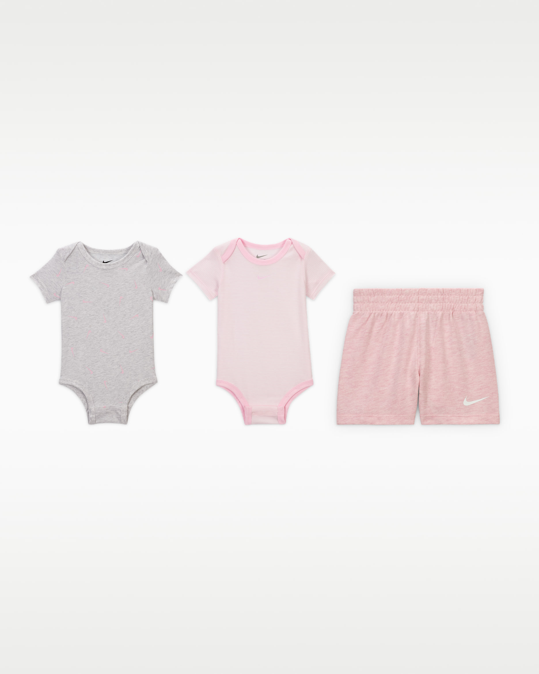 Nike Essentials Baby 3-Piece Striped Swooshfetti Set - Pink Foam