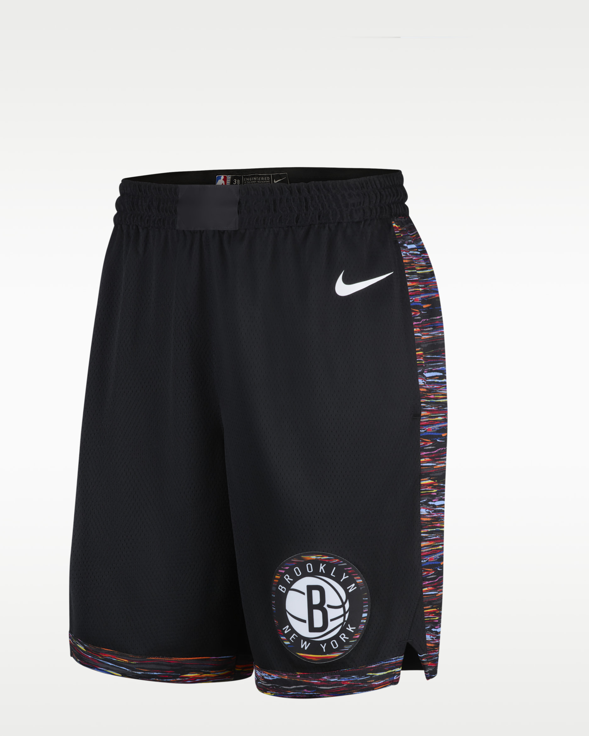 Shorts de alero polivalente de la NBA para hombre Nike Dri-FIT de los Brooklyn Nets de la colección City Edition - Negro/Blanco