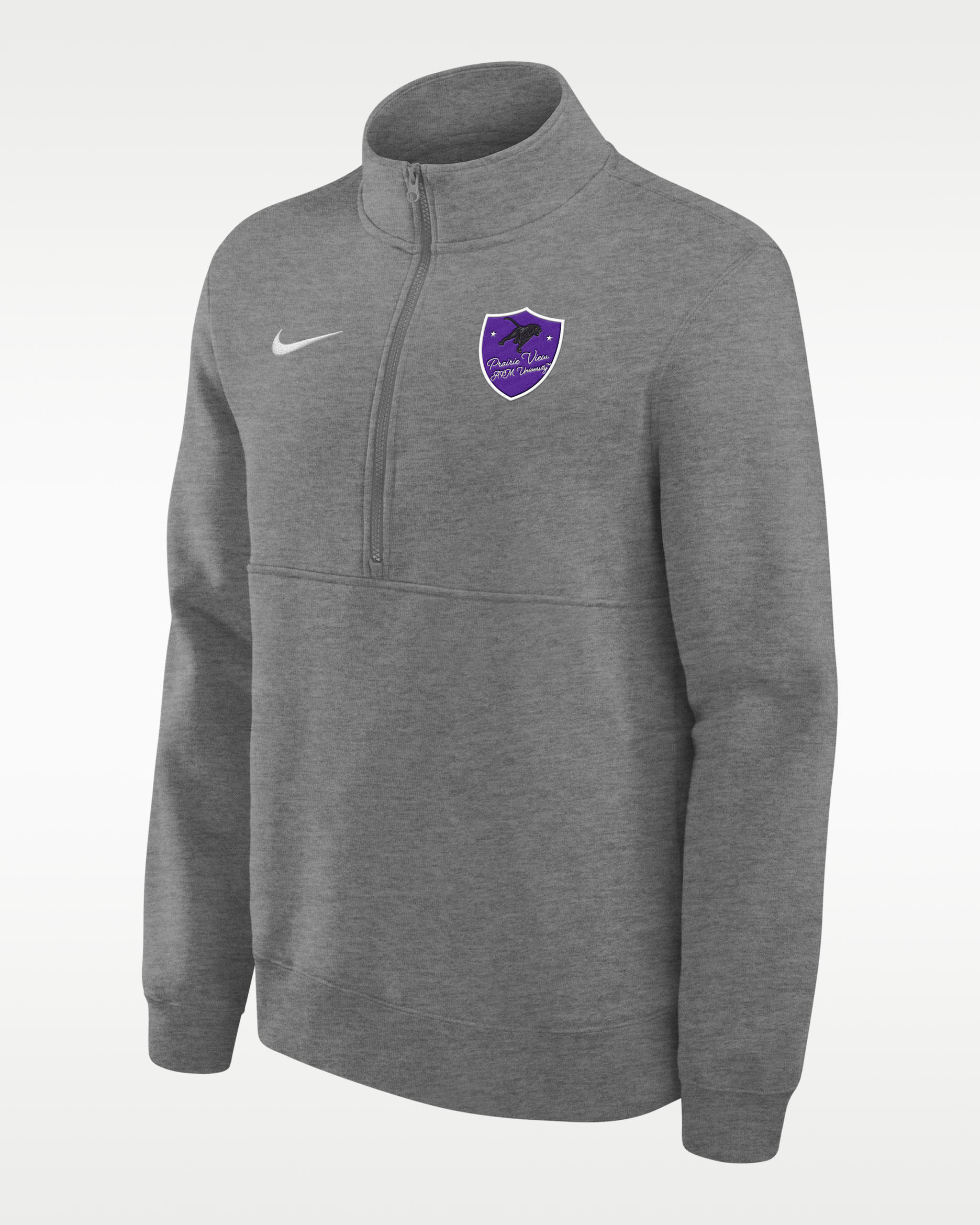 Sudadera con cierre de 1/4 Club Fleece para hombre Nike College (Prairie View A&M University - Gris oscuro jaspeado