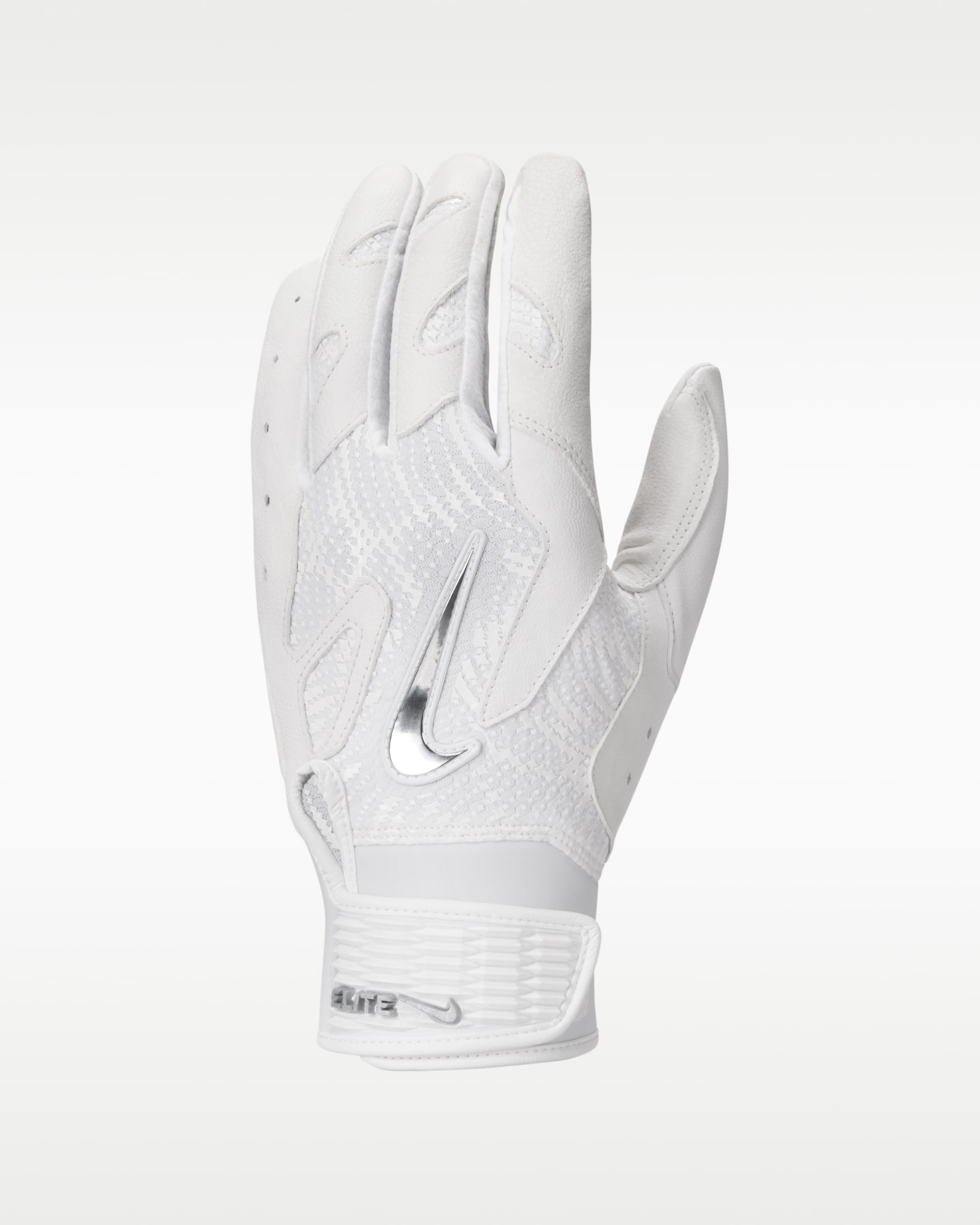 Nike Alpha Elite 2.0 Baseball Batting Gloves - White/White/White/Metallic Silver