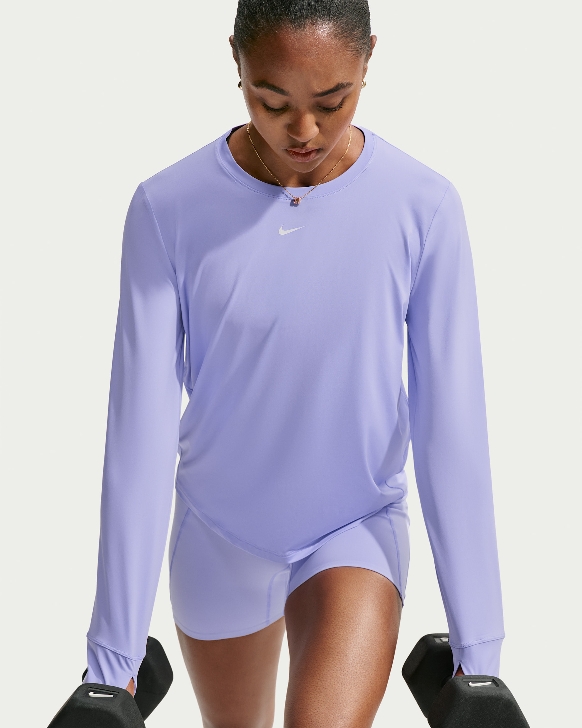 Nike One Classic Women's Dri-FIT Long-Sleeve Top - Purple Pulse/White