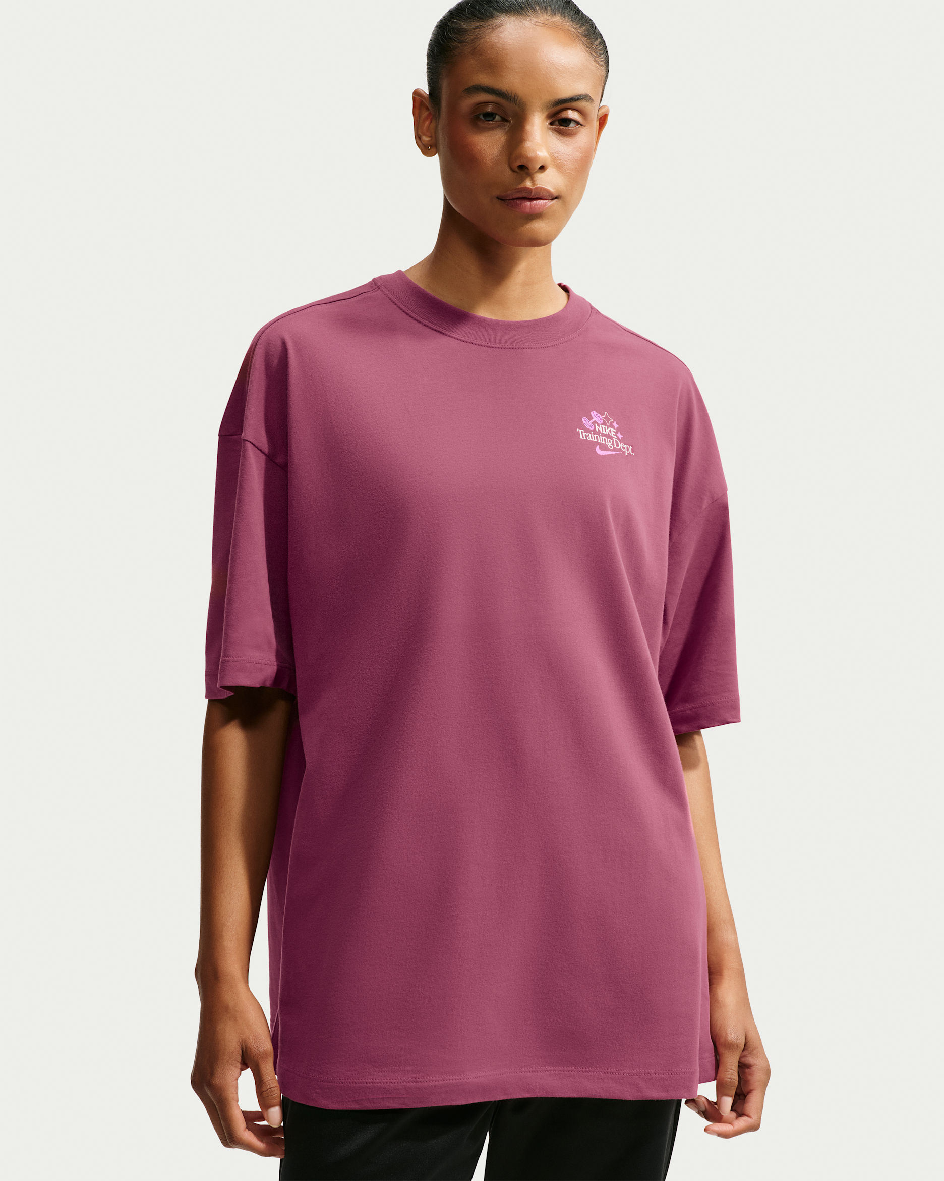 Playera Dri-FIT oversized para mujer Nike - Rosa humo
